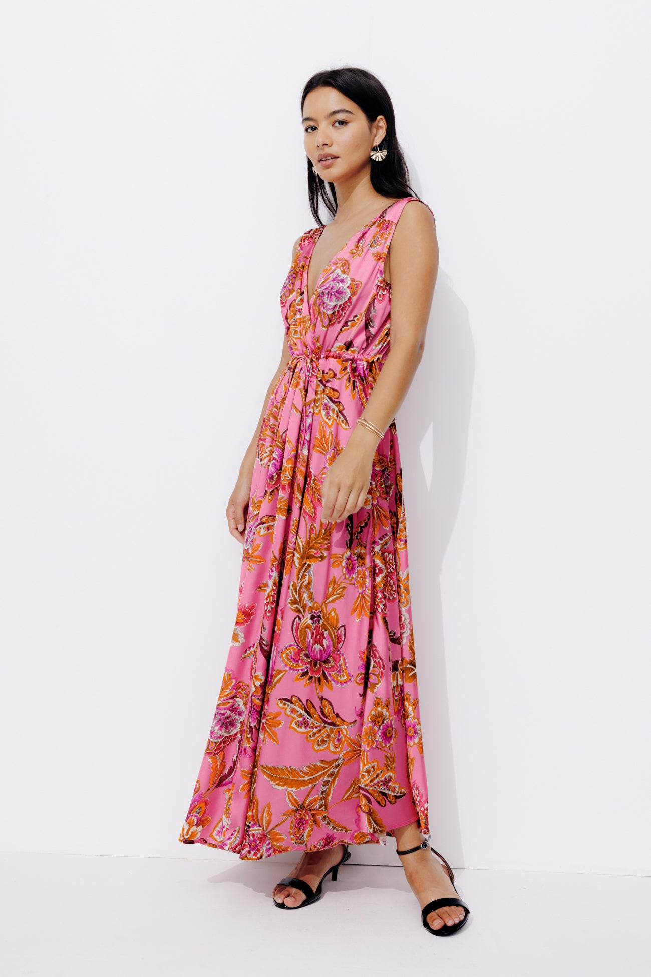 Eco-design long dress - Pink print