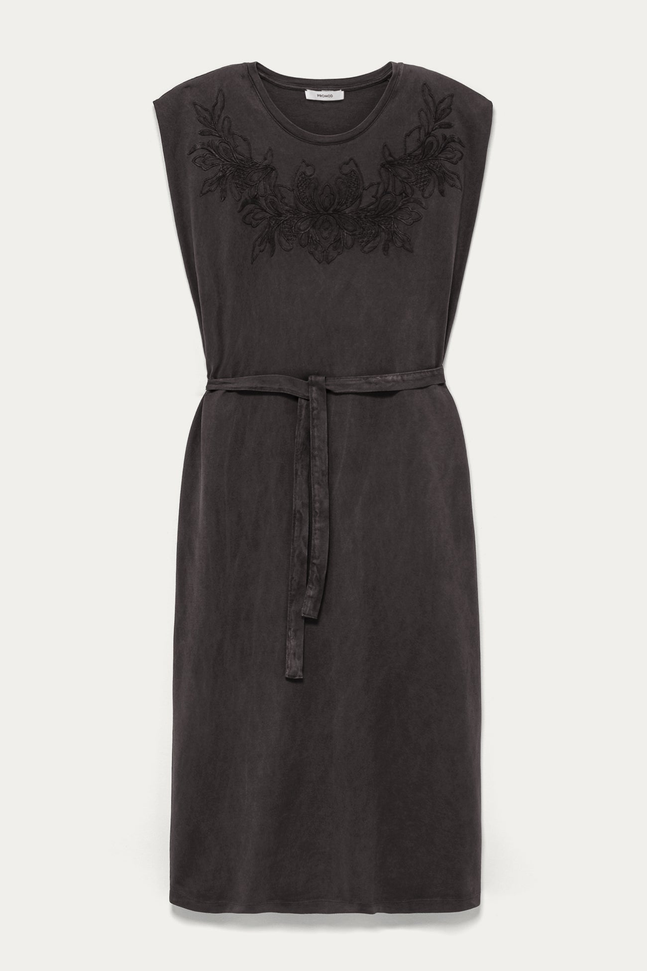 Embroidered t-shirt dress - Grey