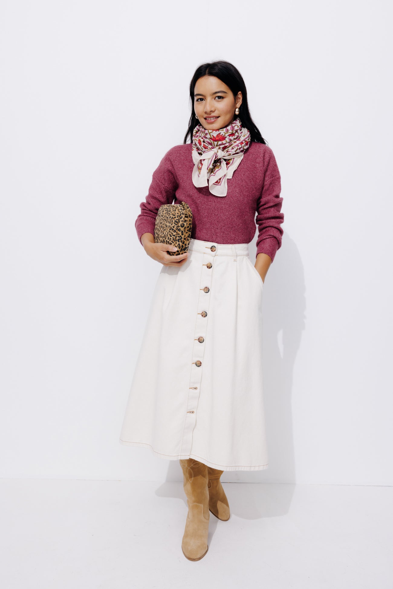 V-neck ribbed jumper - Light violet