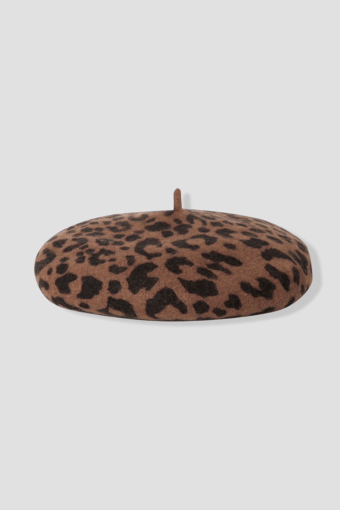 Leopard wool beret - Camel print