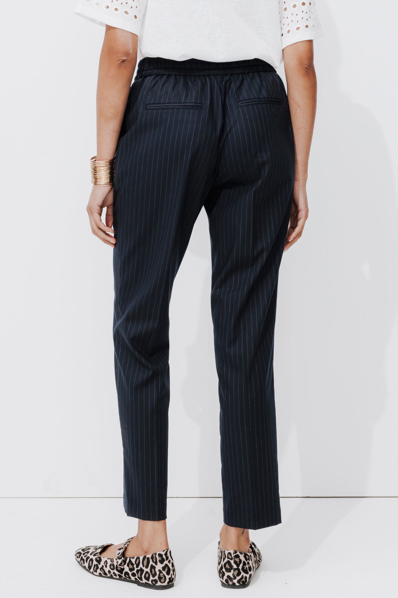 Checked jogging trousers - Navy blue stripes