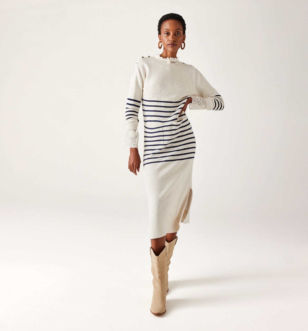 Nautical jumper dress - Navy blue stripes