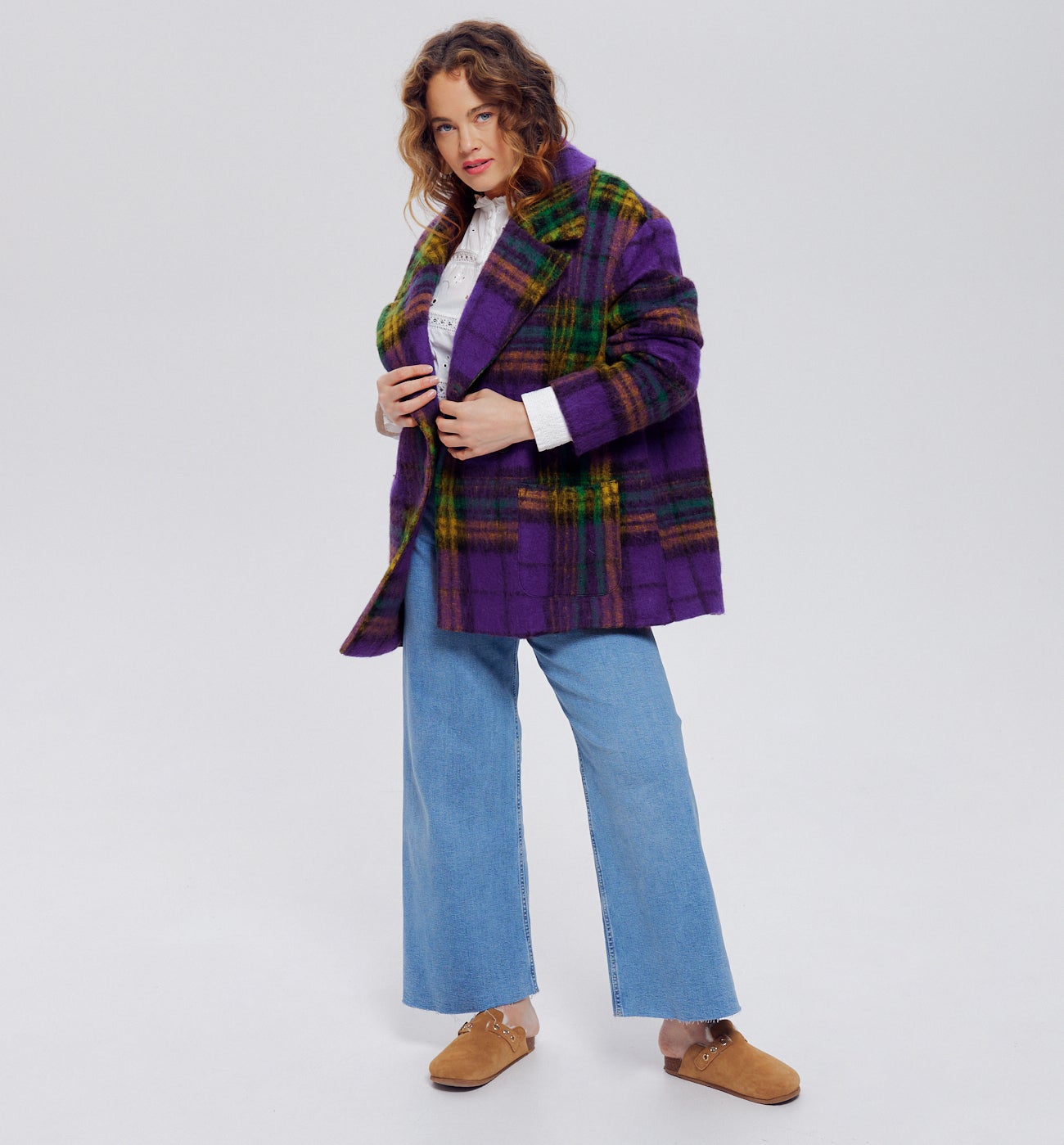 Checked coat - Multicolour print