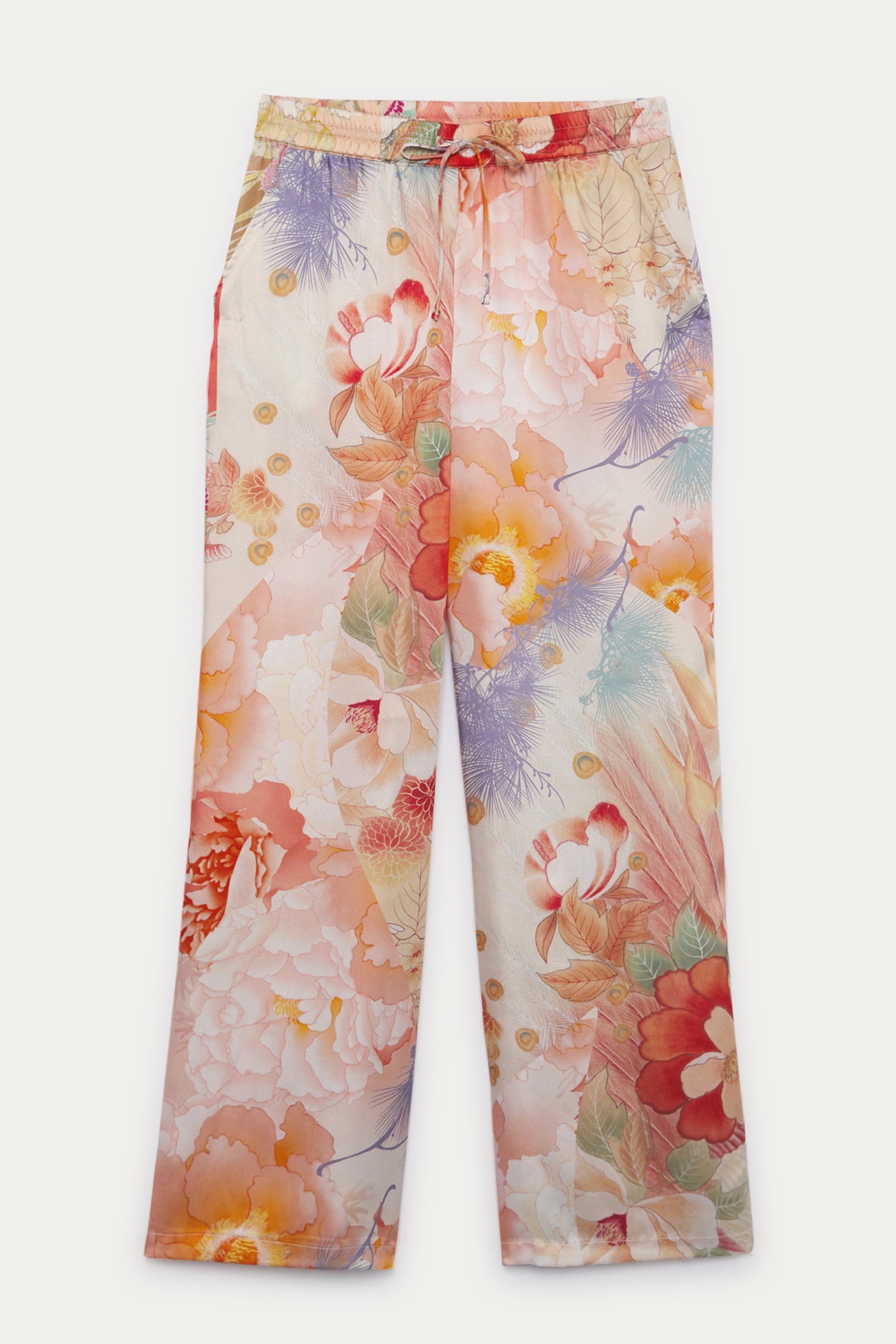 Wideleg satin trousers - Multicolour print