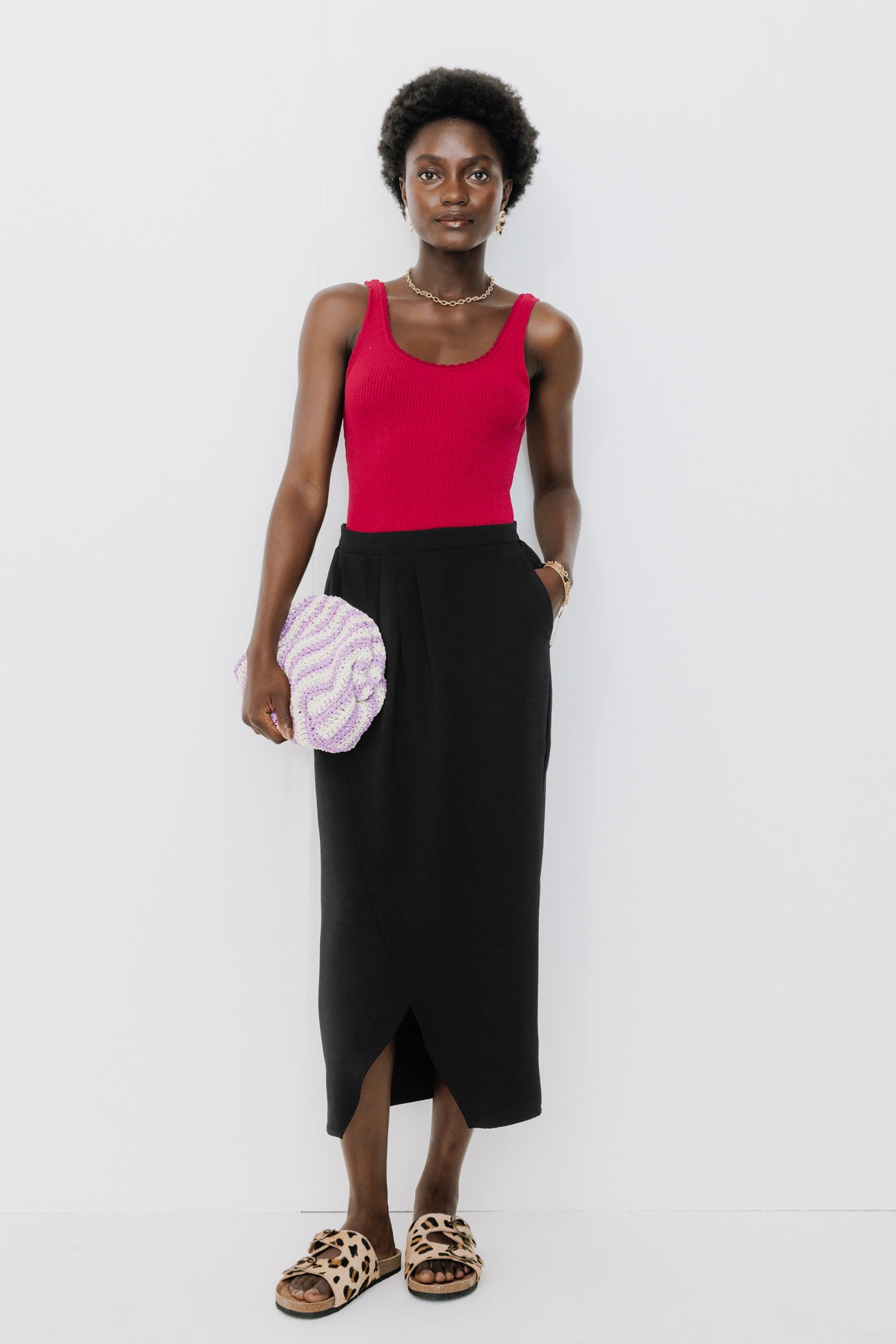 Plain midi skirt - Black