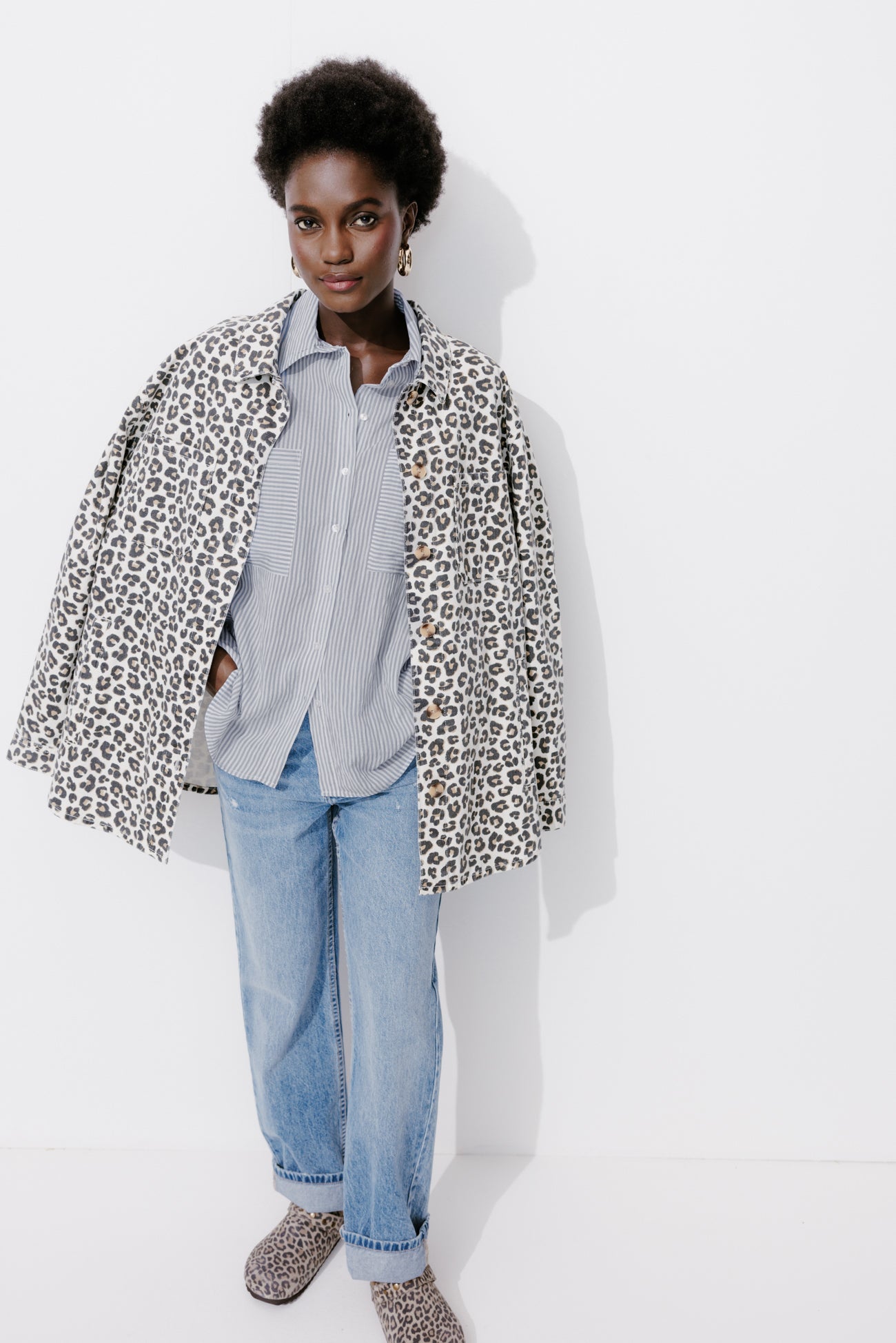 Oversized striped shirt - Navy blue stripes