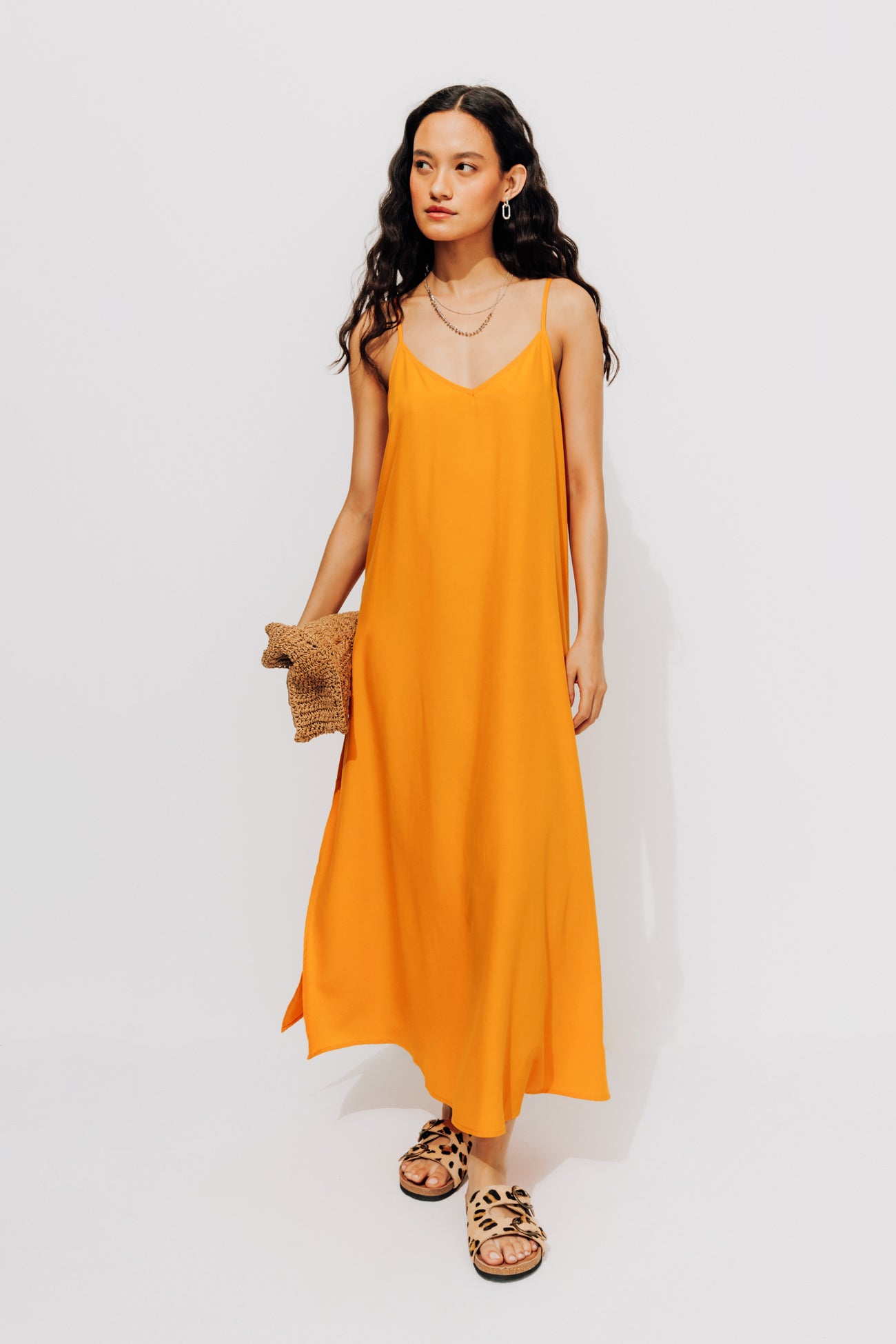 Mid-length patterned dress - Multicolour print