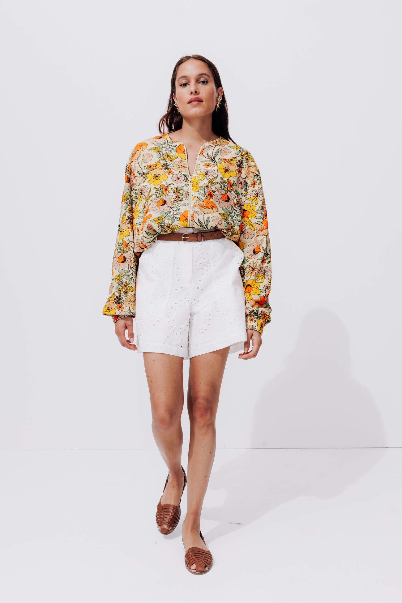 Patterned bomber jacket - Ecru print