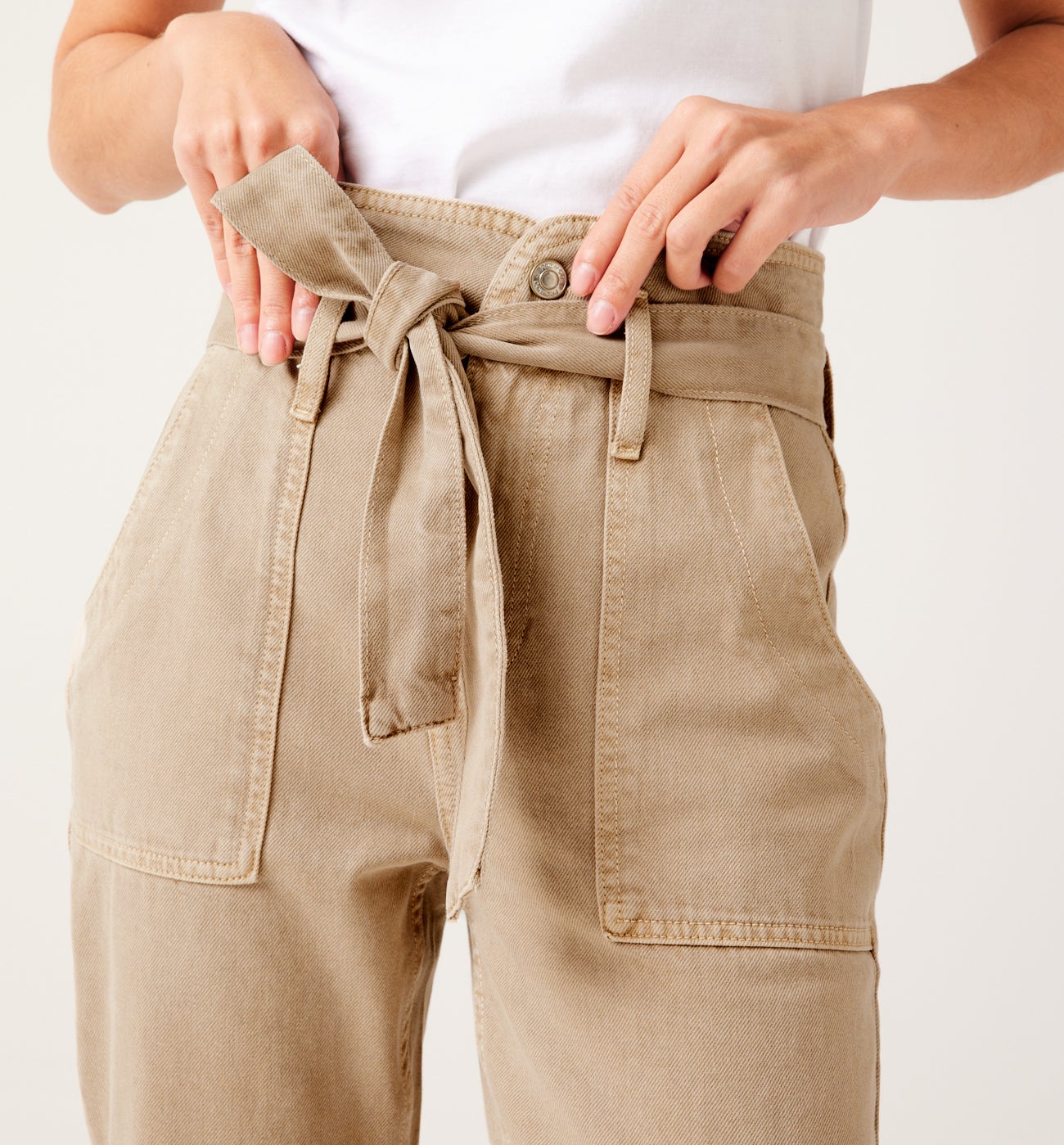 High-waist overdyed jeans - Light denim