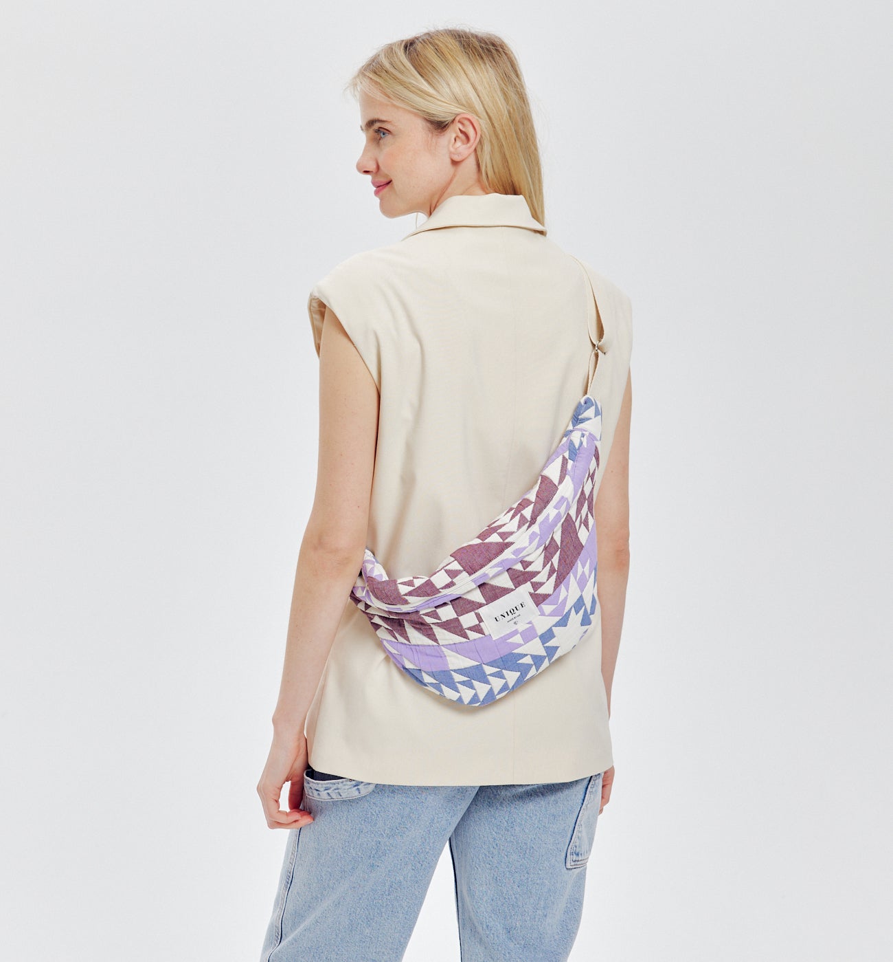 ROXANE banana bag to sew - Navy blue print