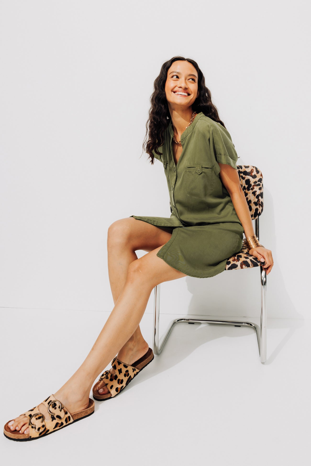 Lyocell shirtdress - Khaki