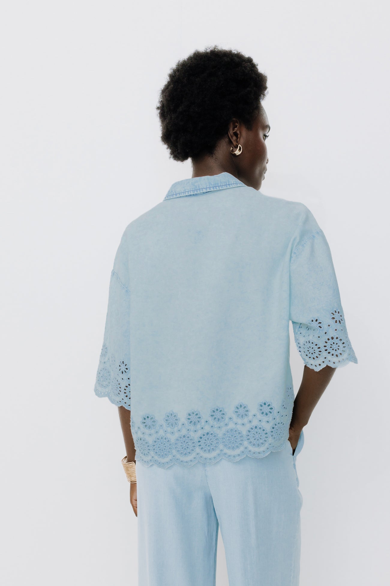 Broderie anglaise shirt - Light denim