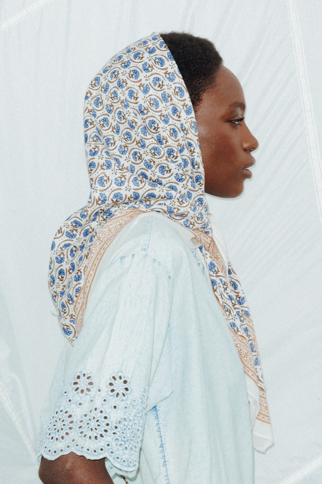 Square patterned scarf - Blue print