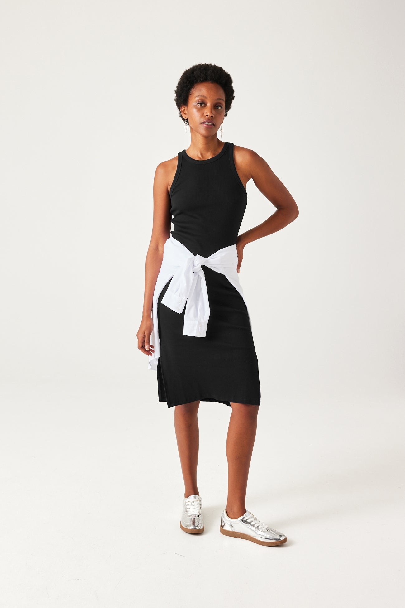 Plain sleeveless shift dress - Black