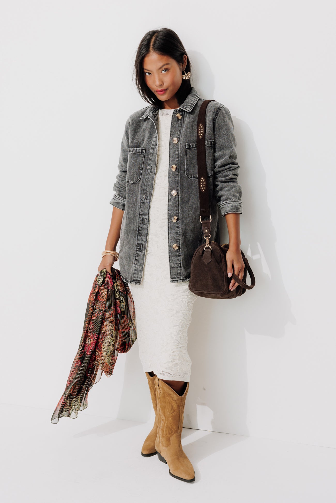 ALMA canvas overshirt - Chocolate