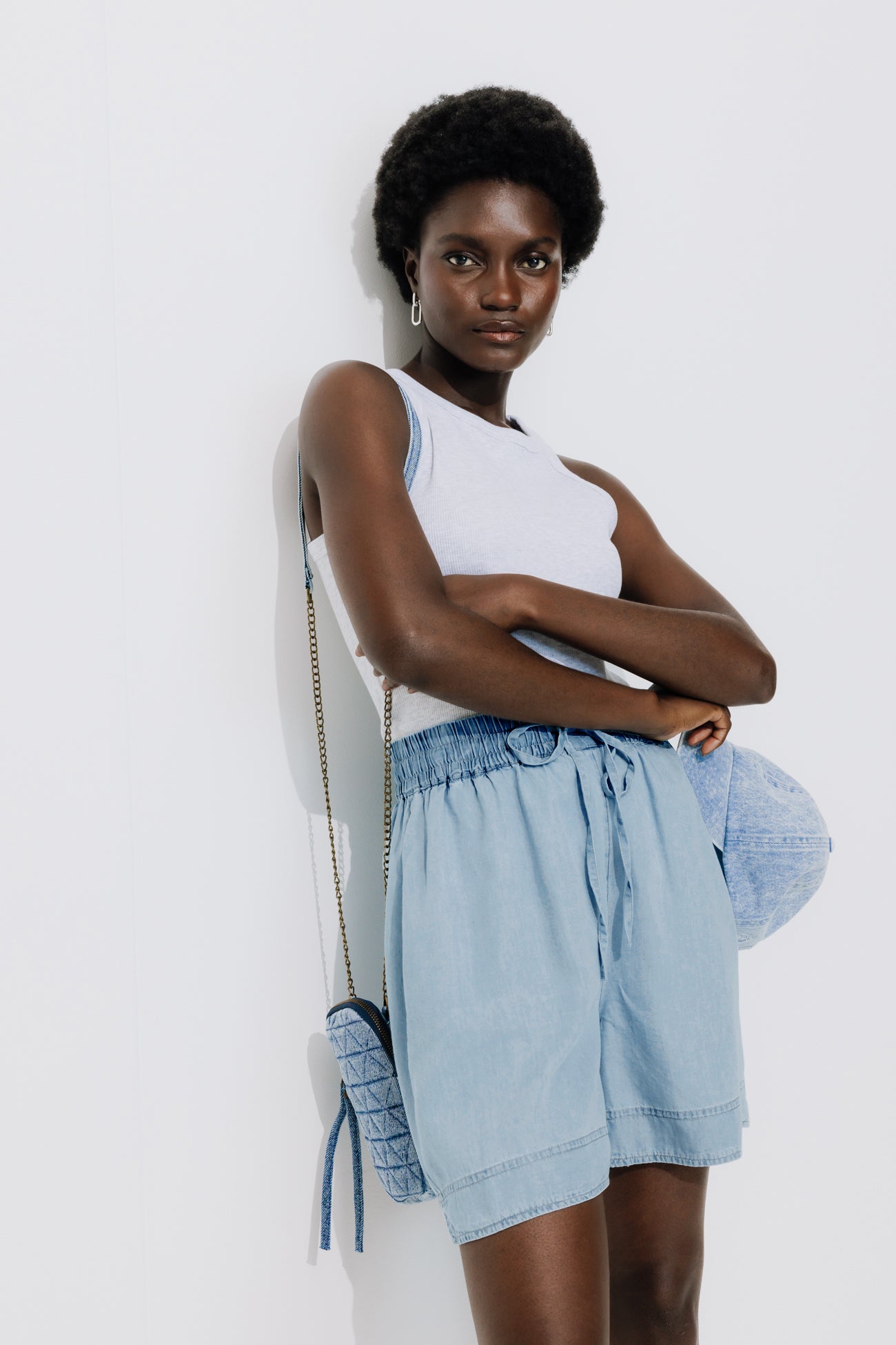 Drapy denim blue shorts - Light denim