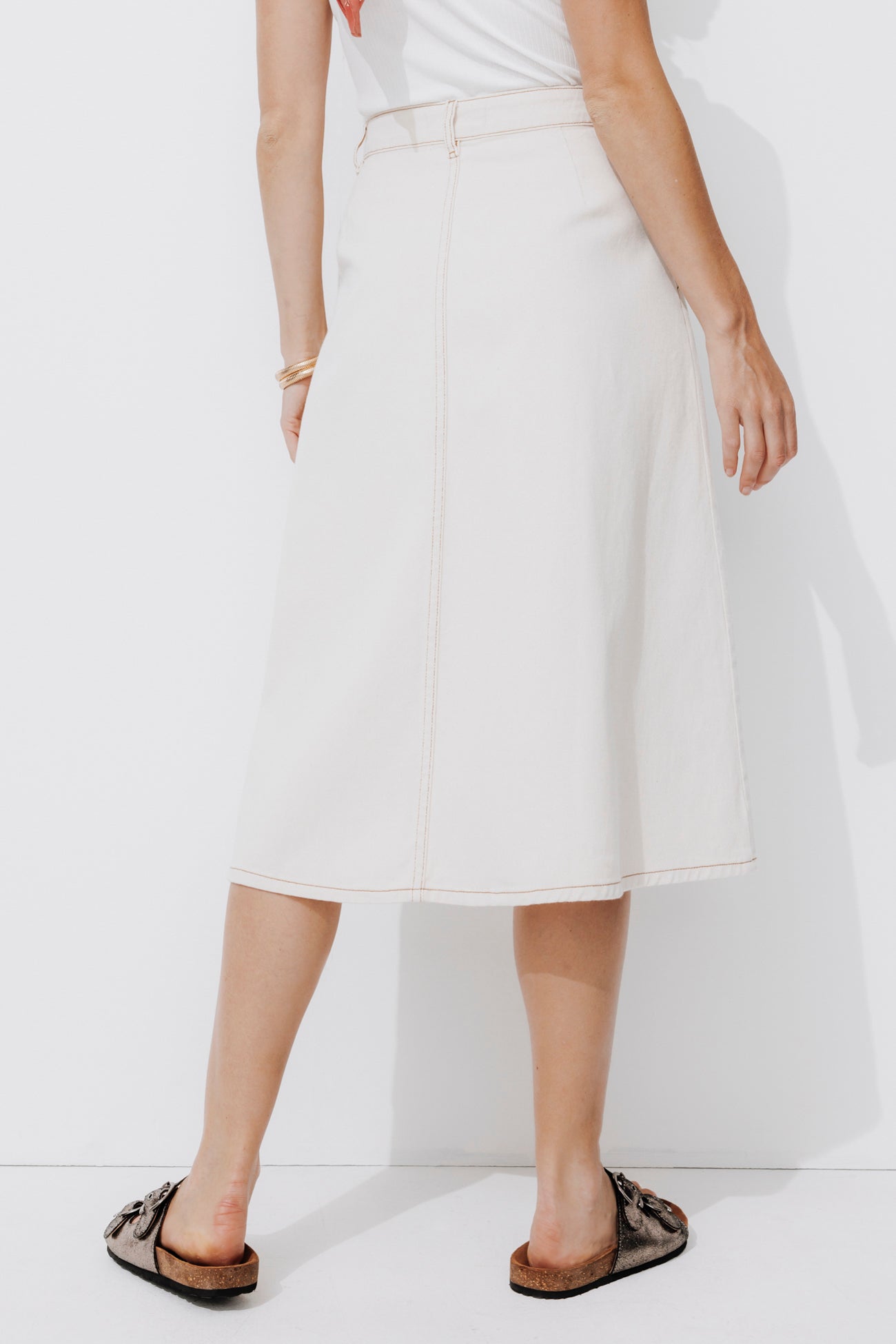 Midi buttoned skirt - Ecru