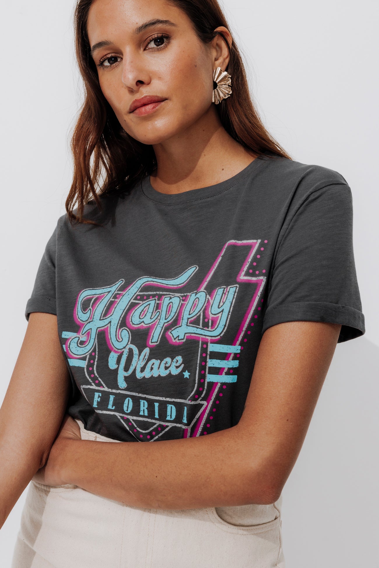 Slogan t-shirt - Multicolour print