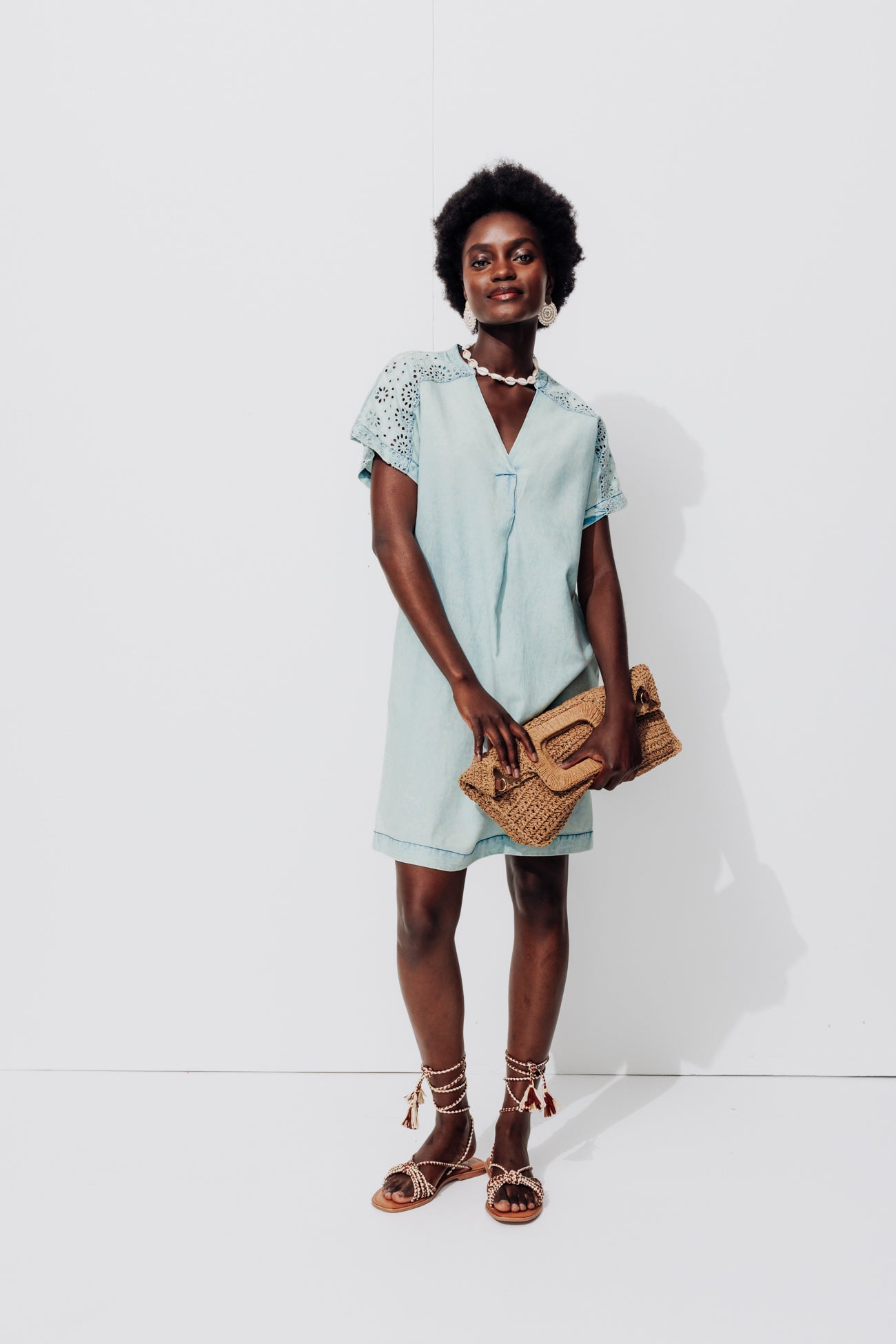 Short faded dress - Light denim