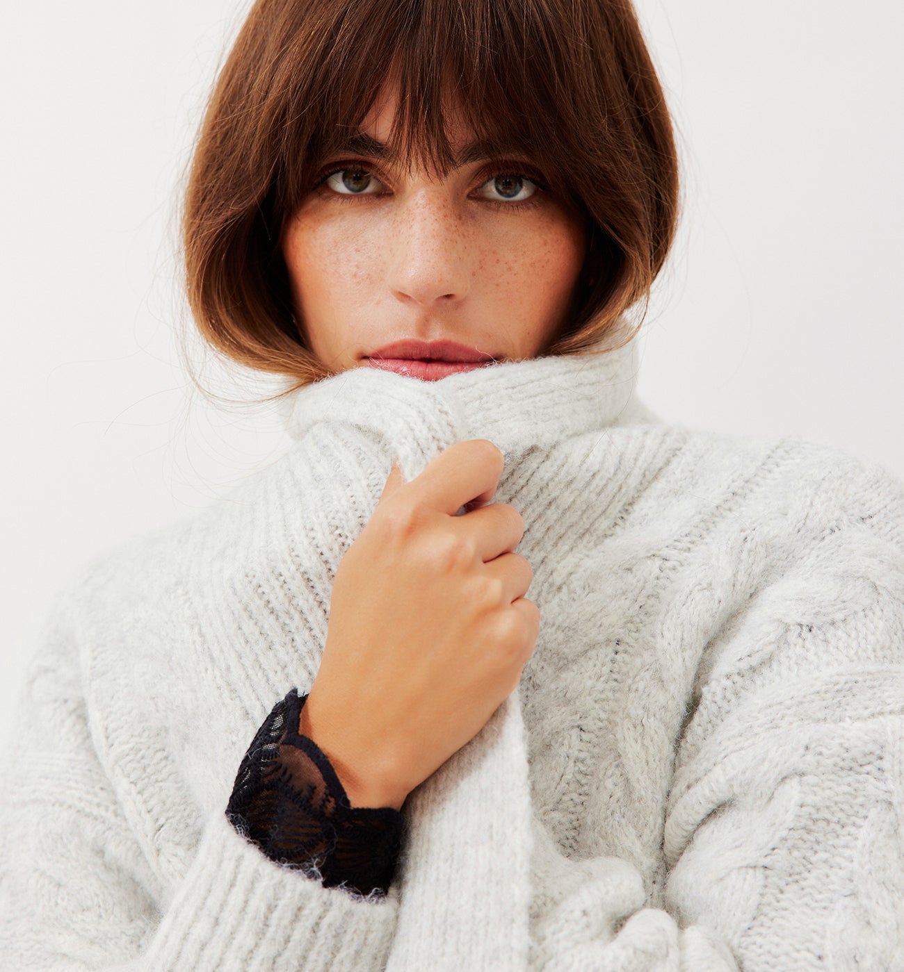 Long cable-knit cardigan - Chestnut brown