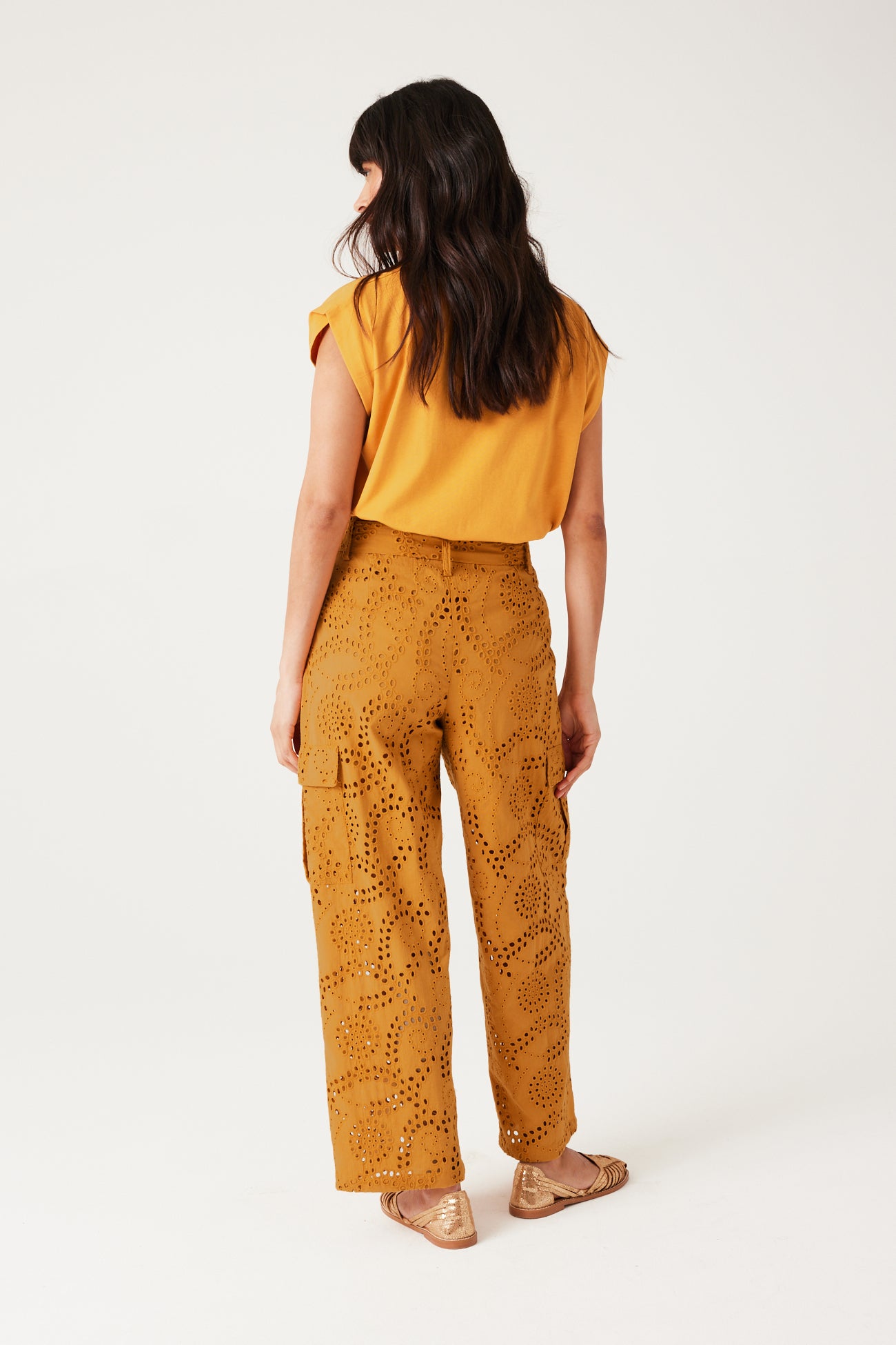 Broderie anglaise trousers - Black