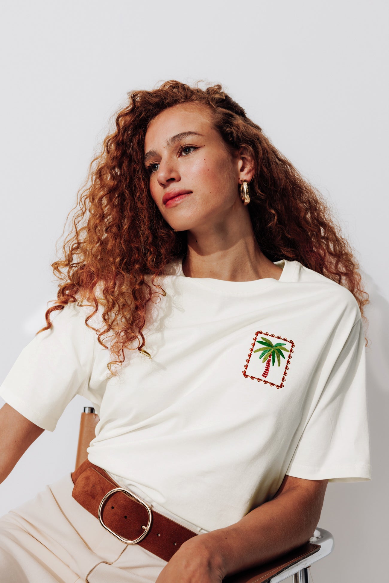 Embroidered t-shirt - Ecru