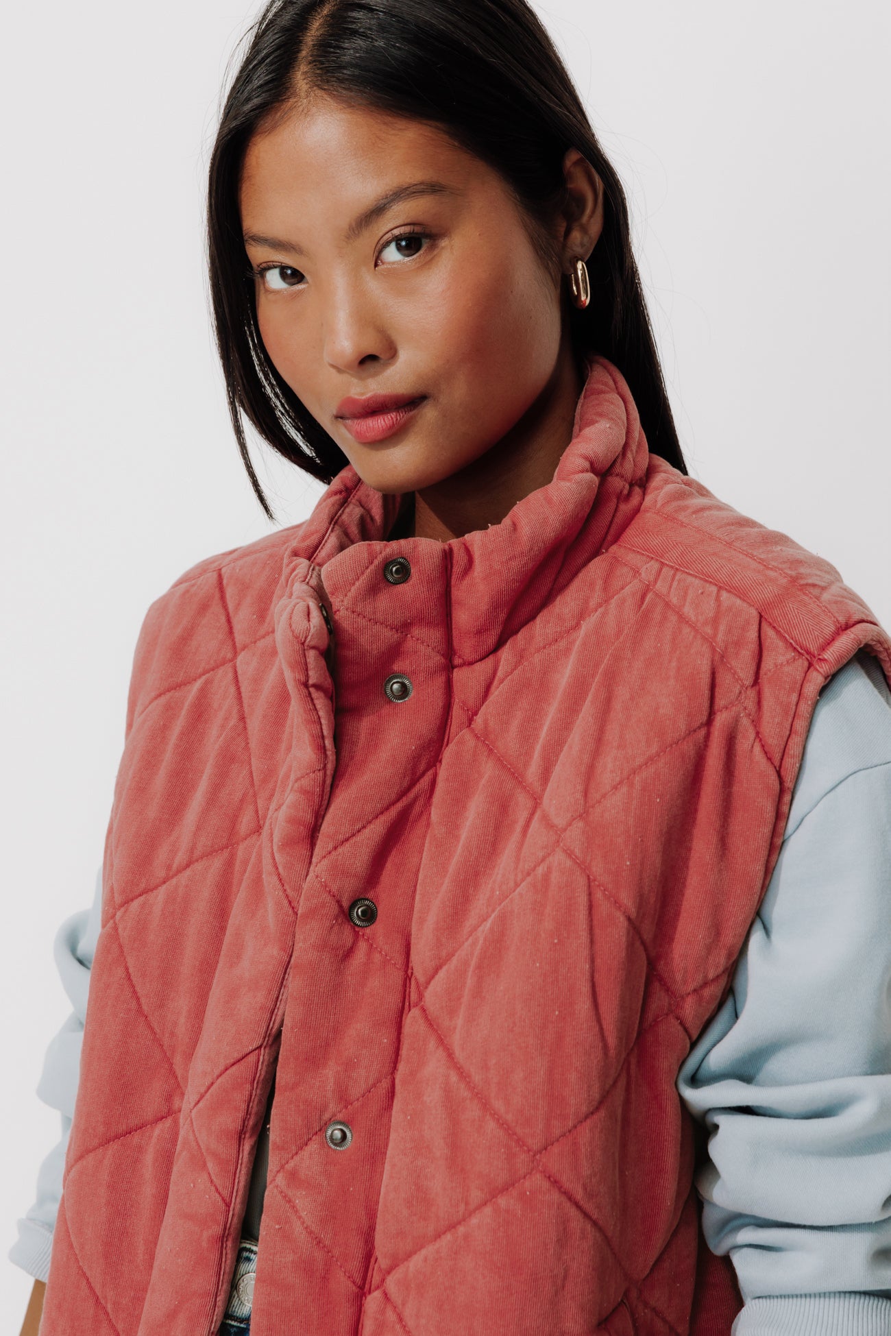 Padded fleece waistcoat - Raspberry red