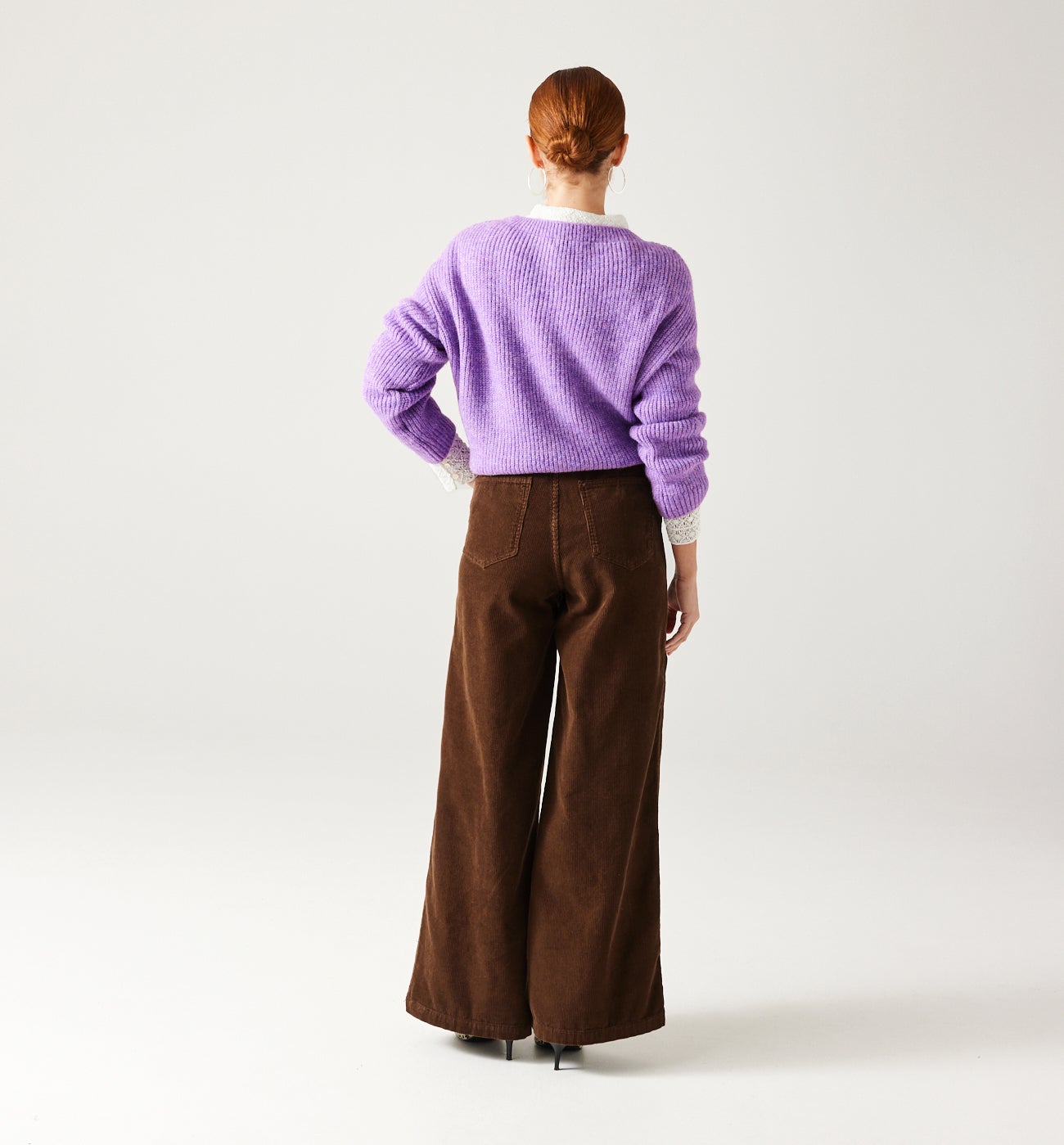 Wideleg corduroy trousers - Chestnut brown