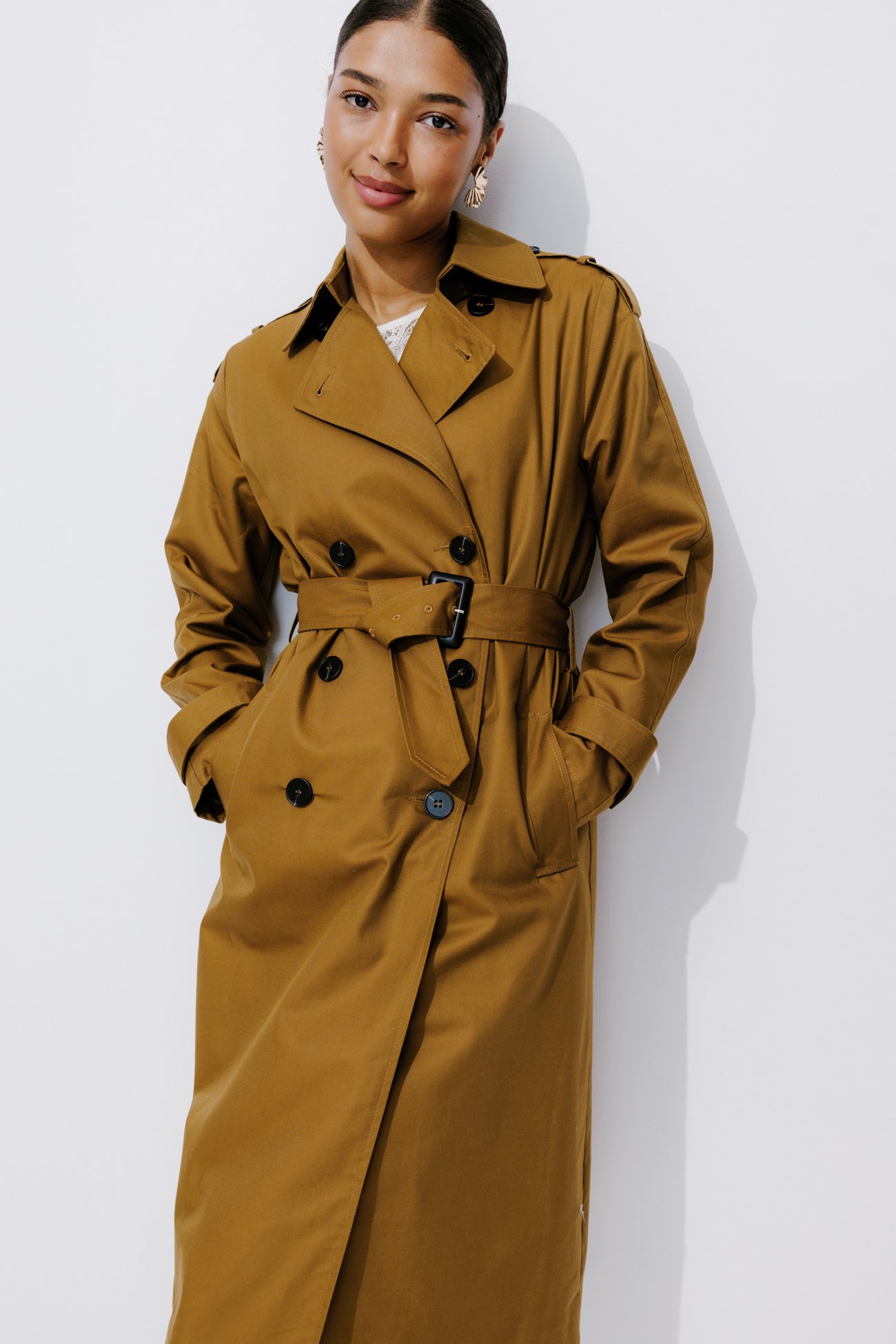 Plain belted trenchcoat - Navy blue