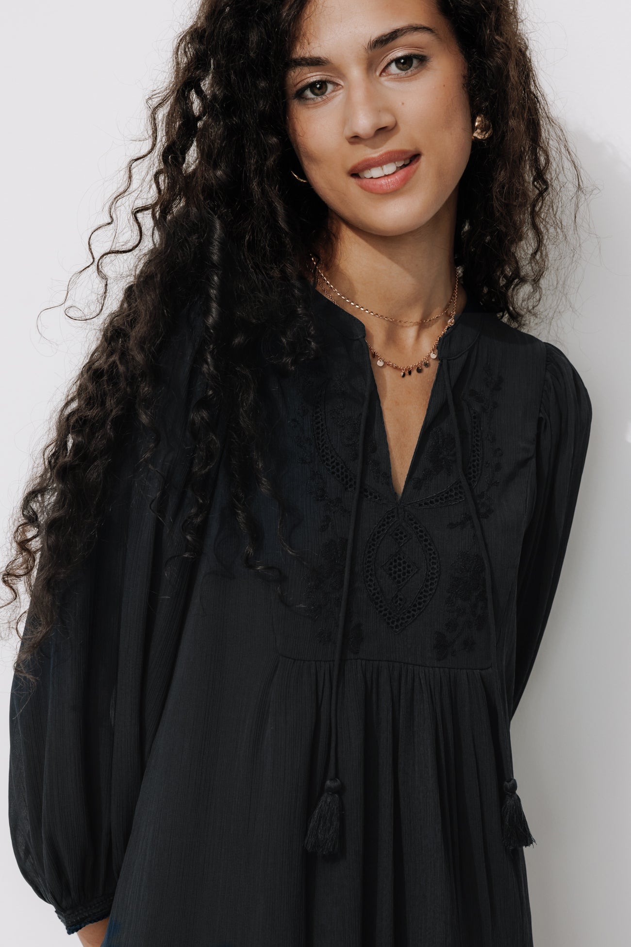 Short voile dress - Navy blue