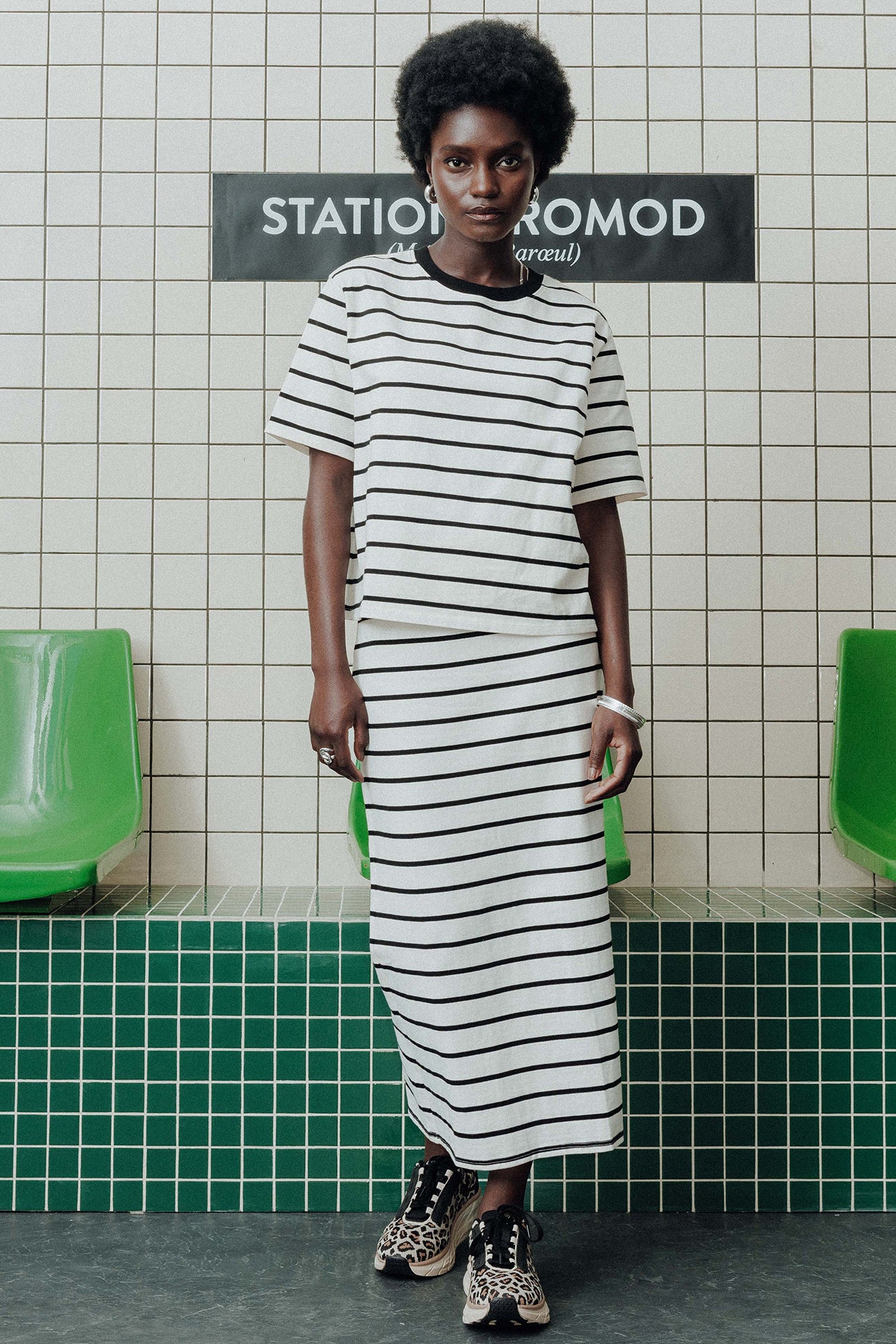 Ecodesign nautical skirt - Ecru stripes