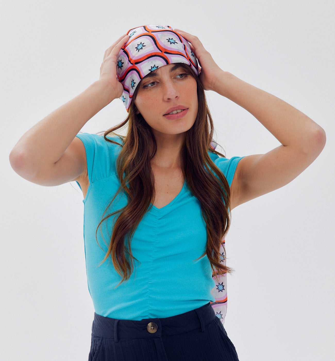 Ribbed jersey top - Turquoise