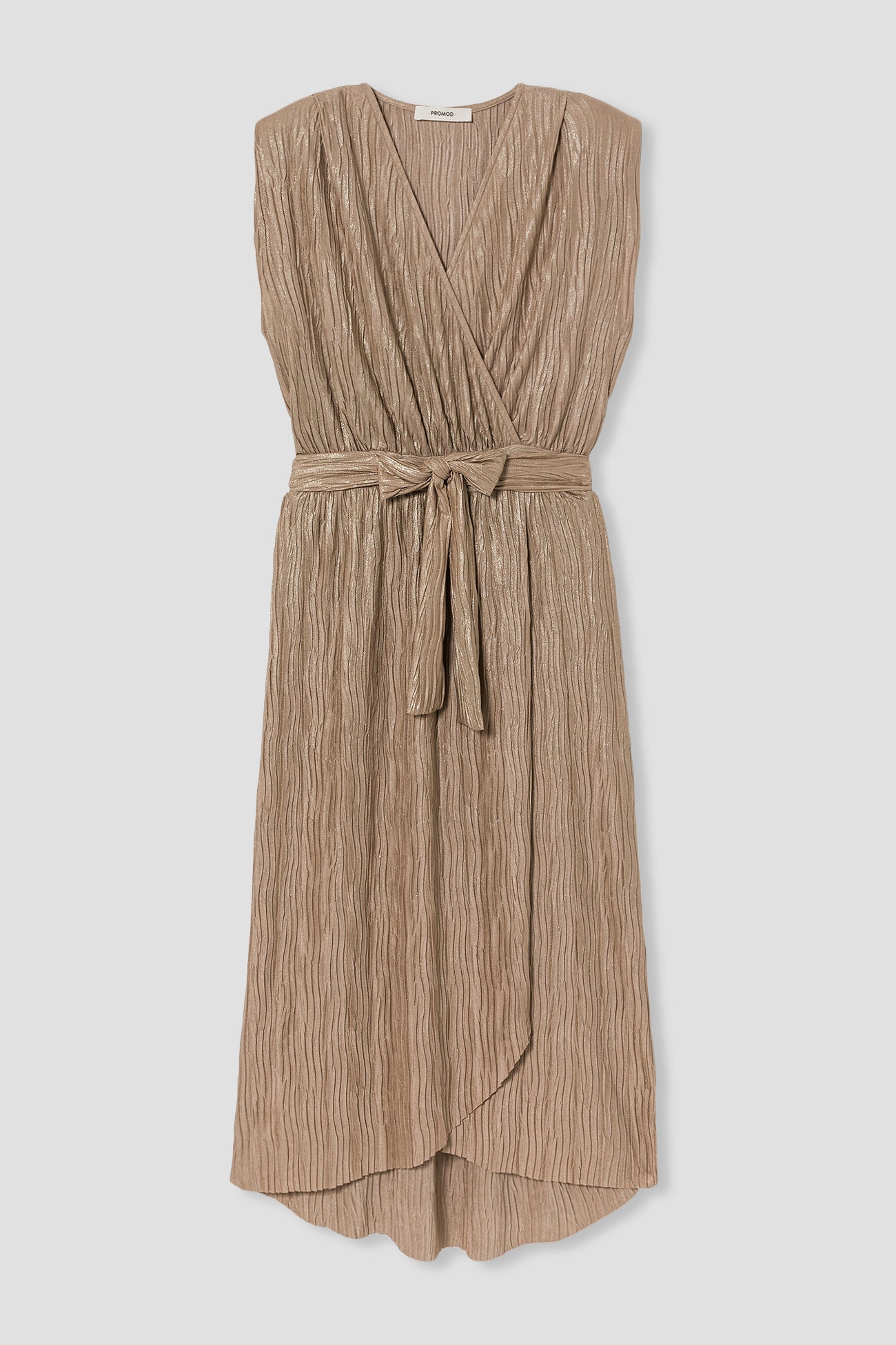 Lamé pleat dress - Beige