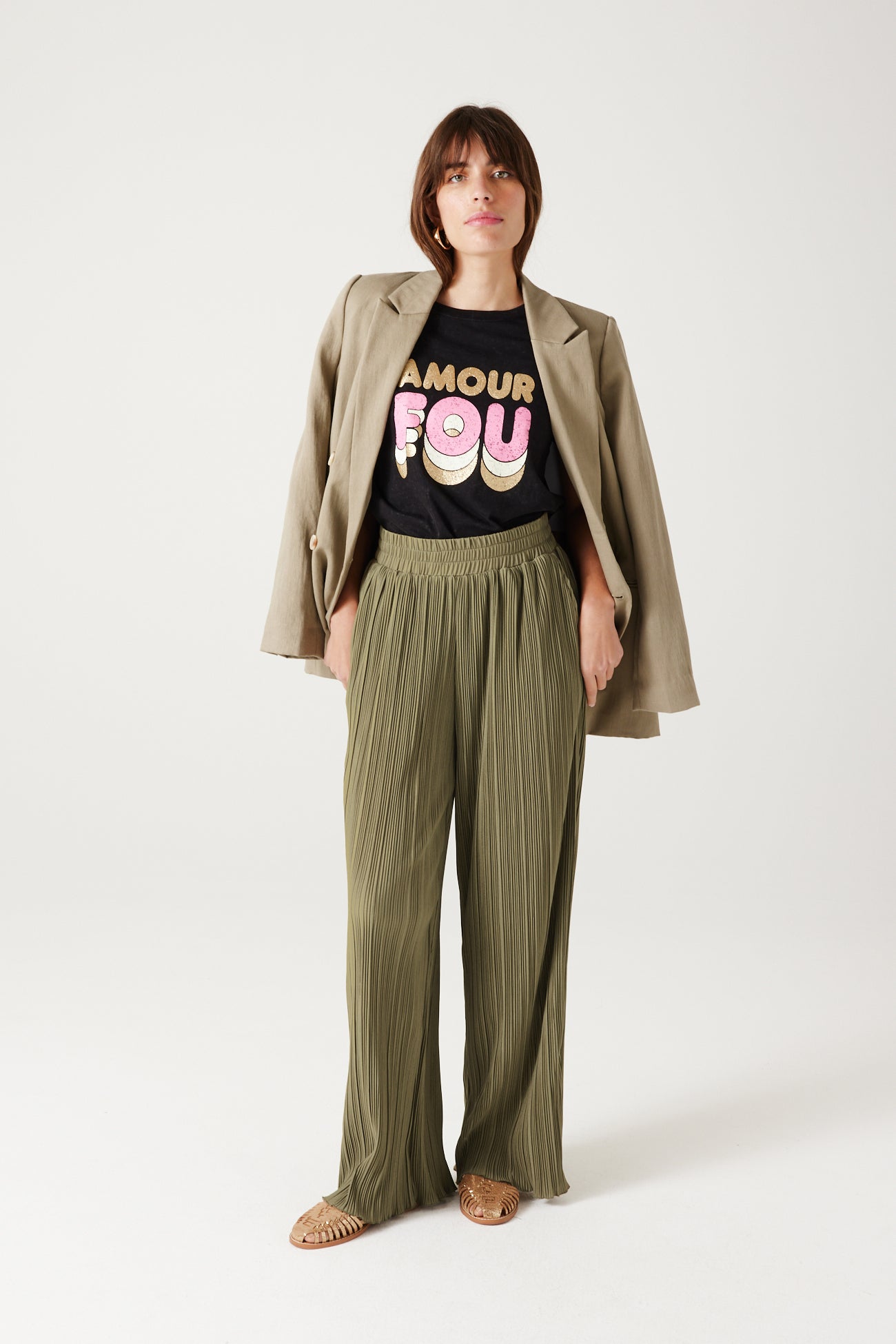 Wideleg plissé trousers - Blue