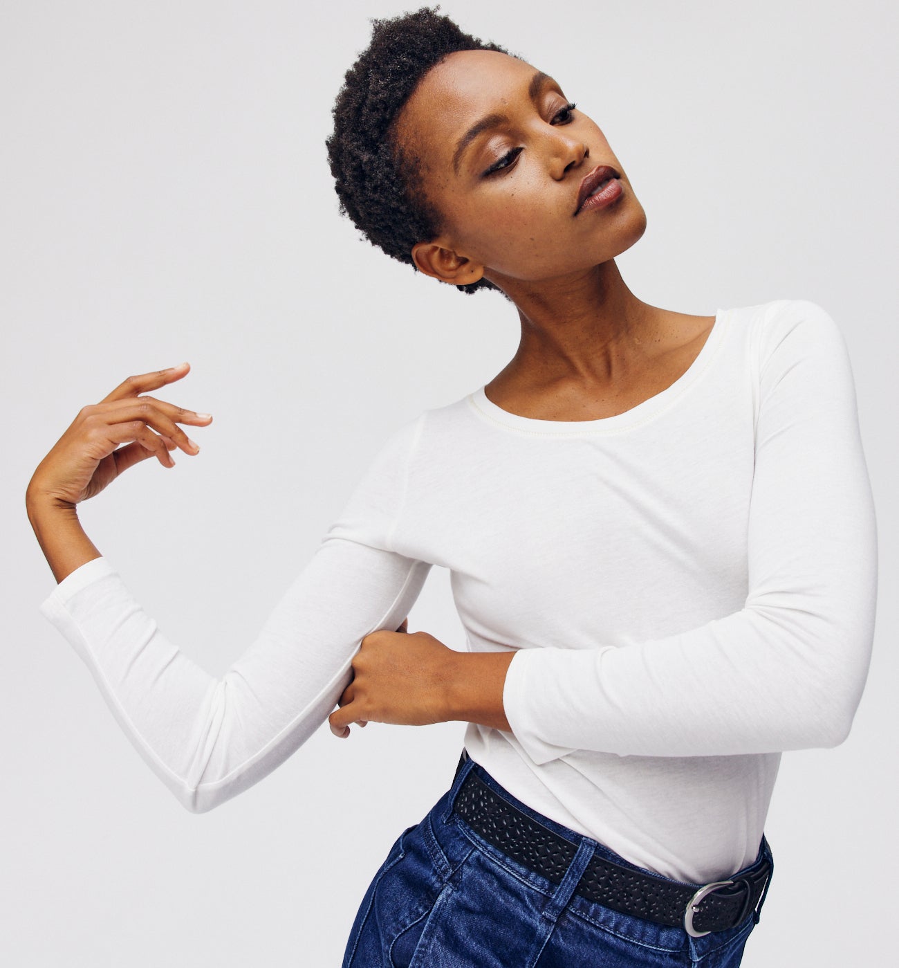 Round-neck top - Ecru