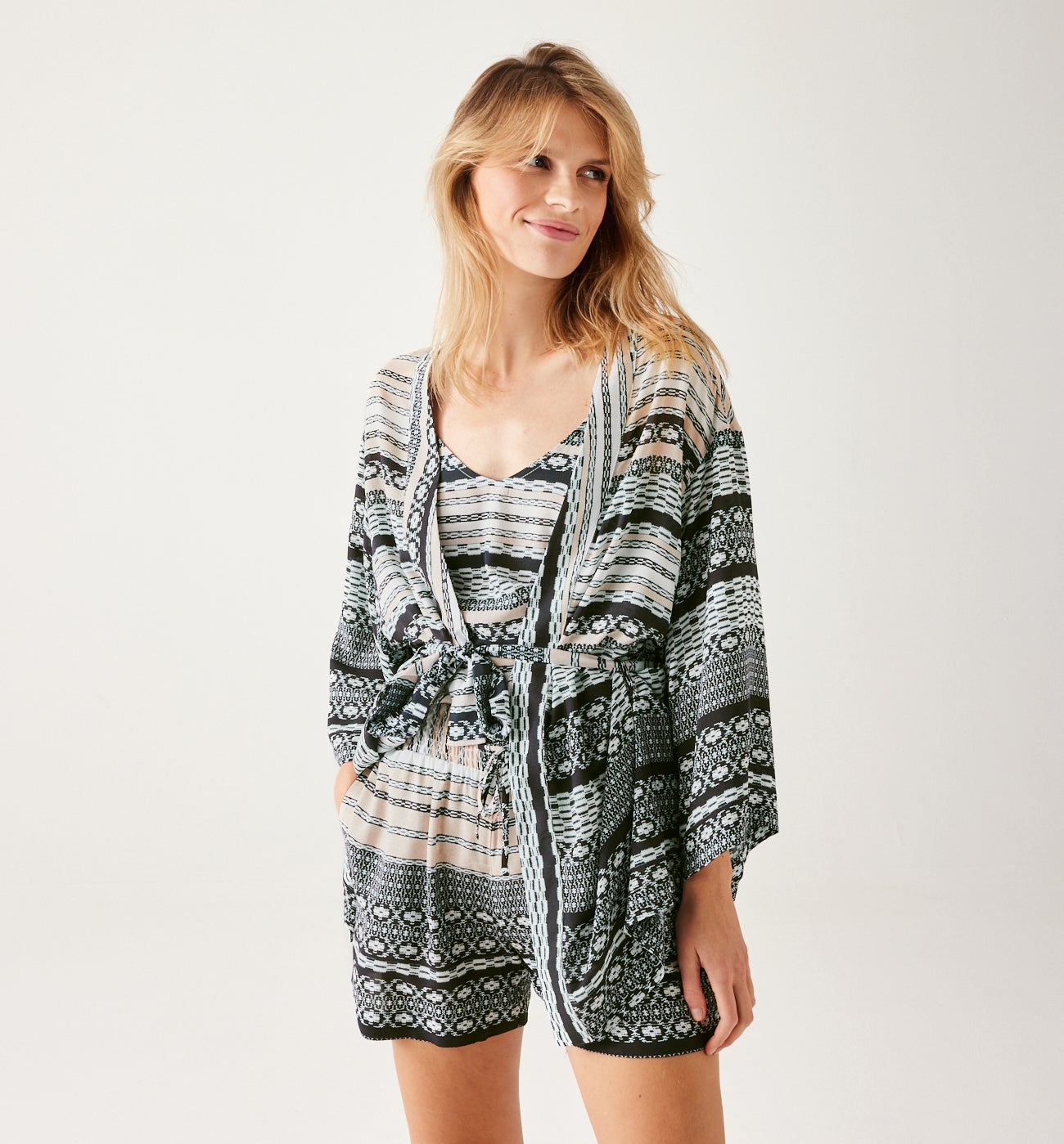 Homewear patterned kimono - Multicolour print