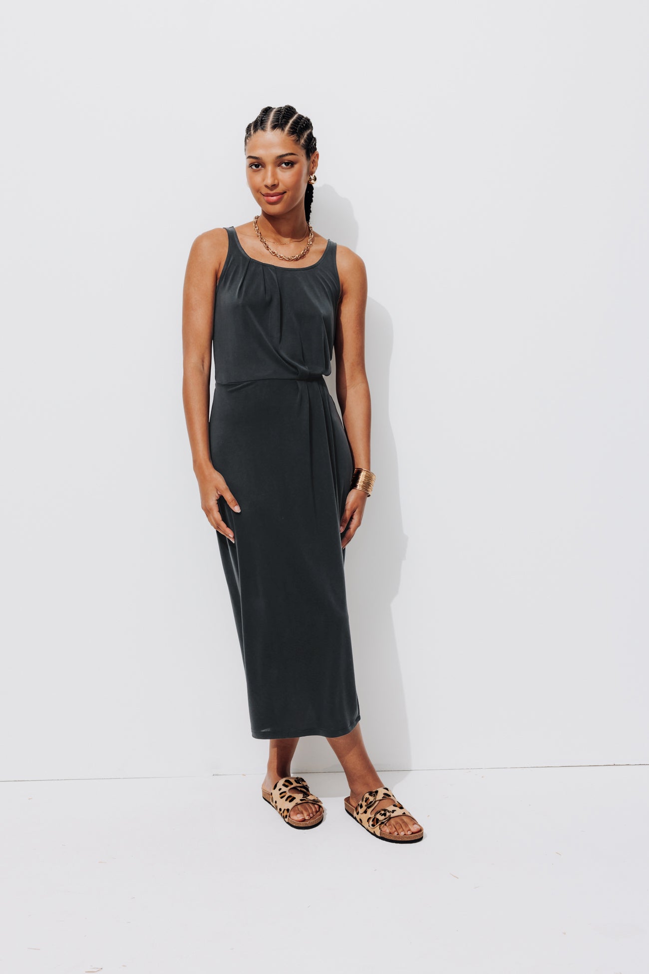 Jersey sleeveless dress - Black