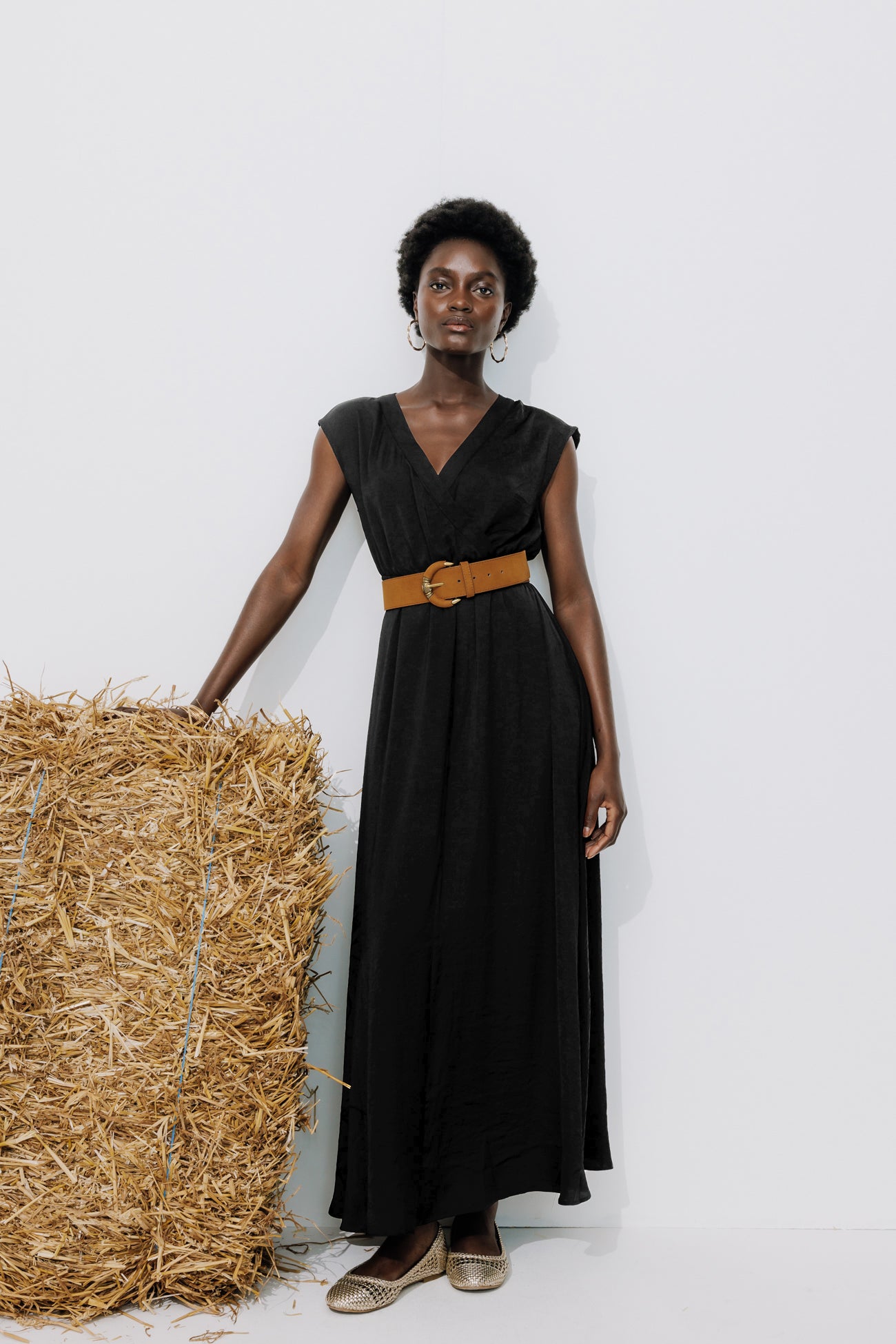 Long silky dress - Black