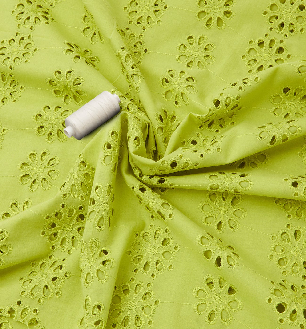 Broderie anglaise fabric cut - Anise green