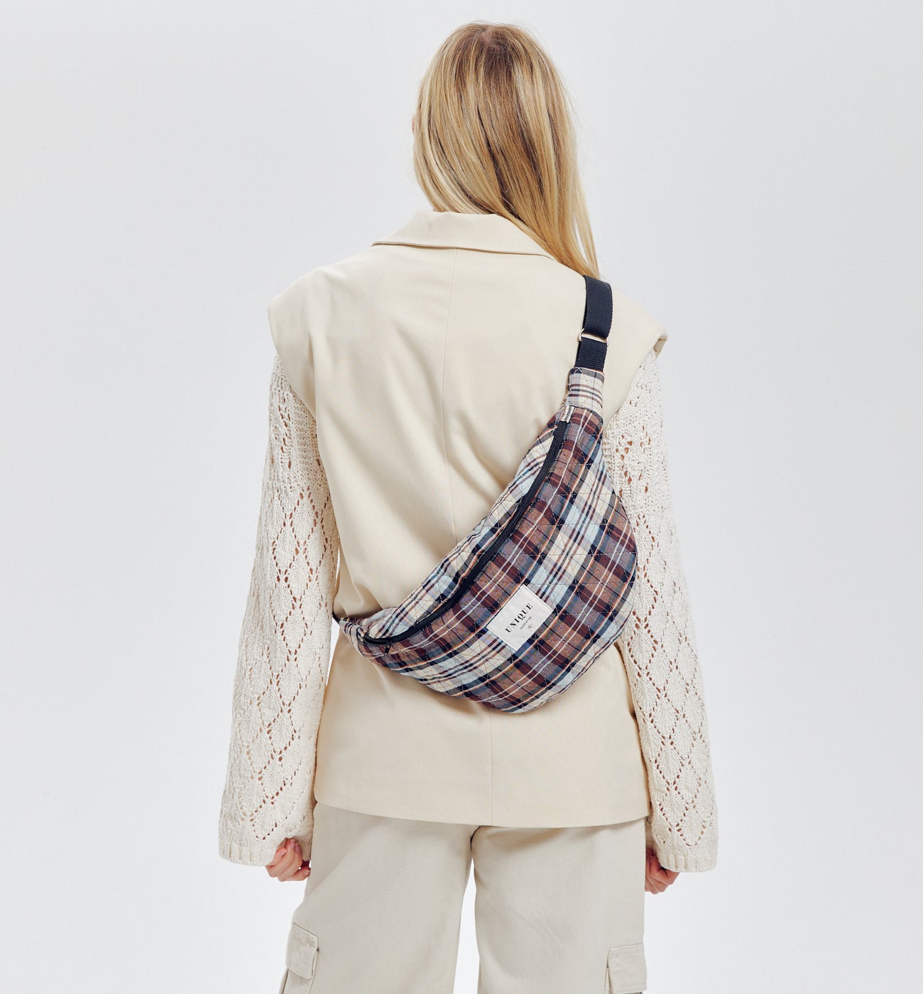 ROXANE banana bag to sew - Navy blue print