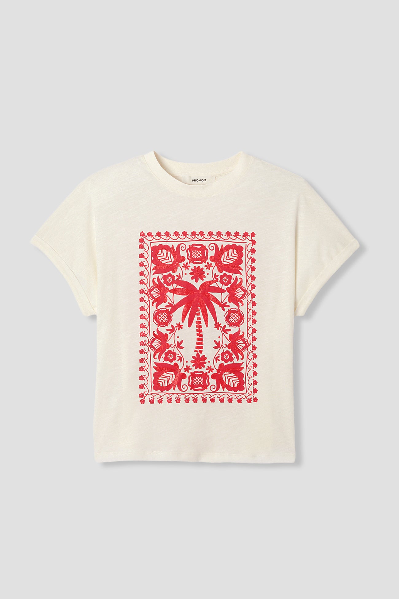 Palm tree motif t-shirt - Ecru print