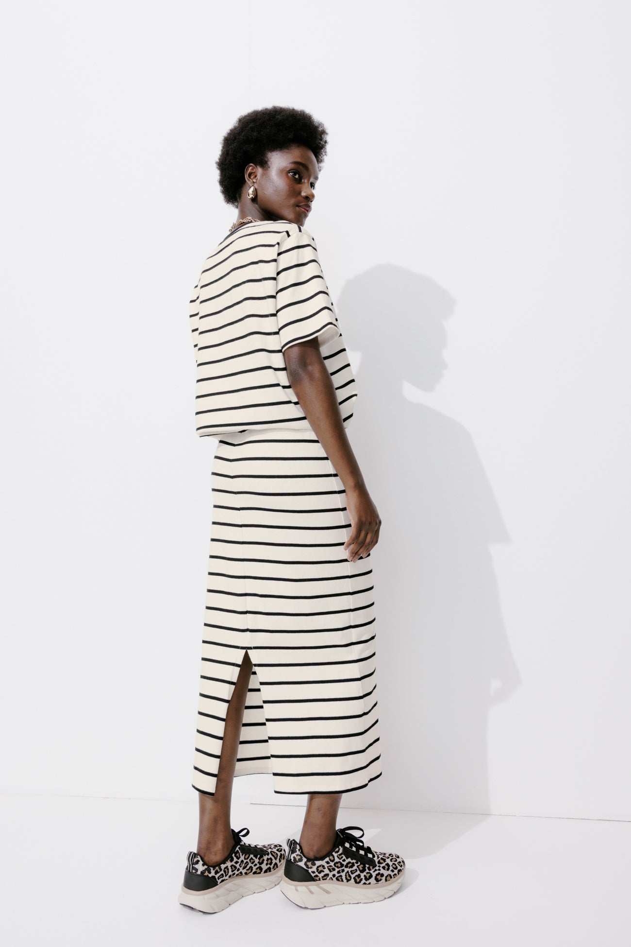 Ecodesign nautical skirt - Ecru stripes