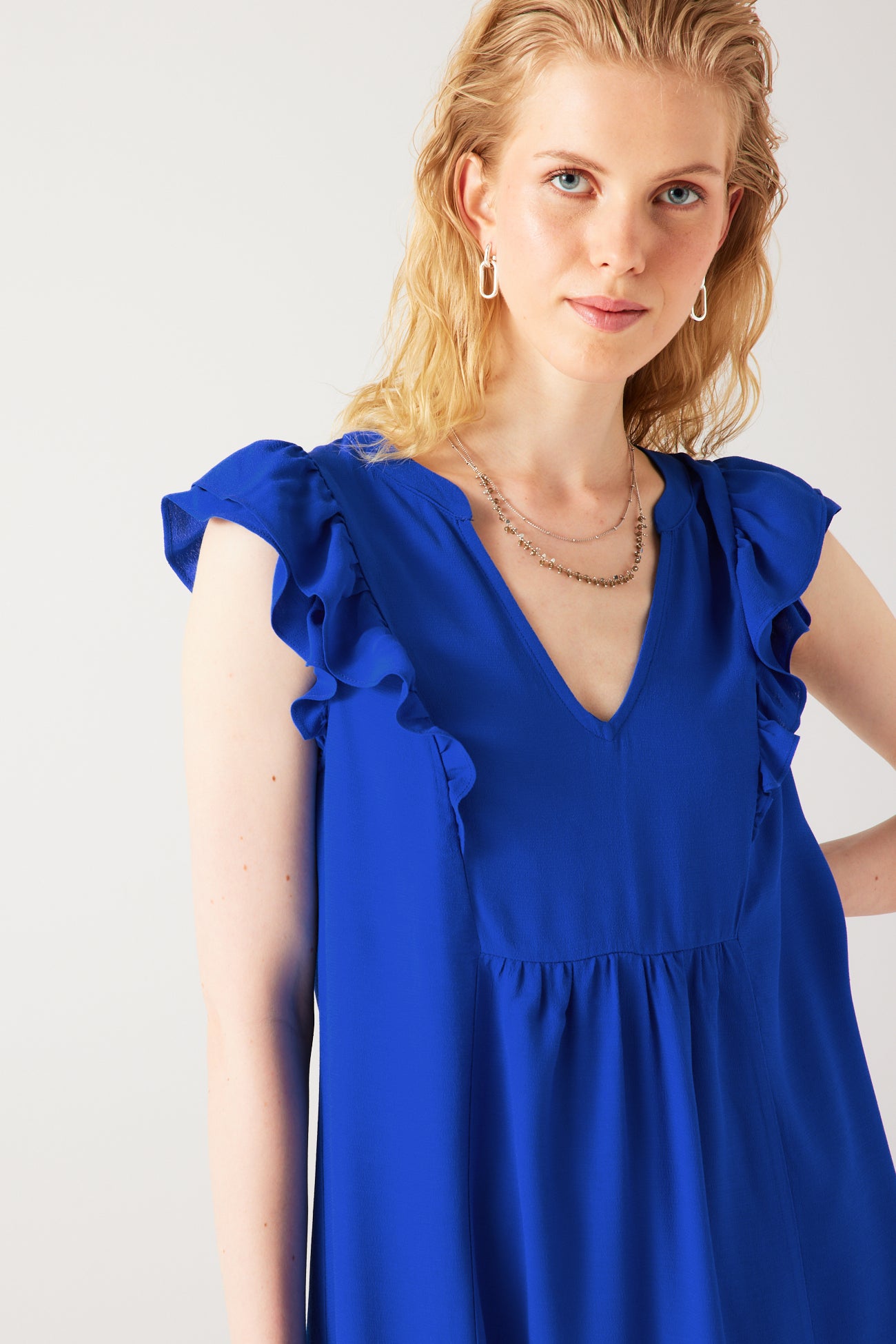 Eco-produced dress - Navy blue print