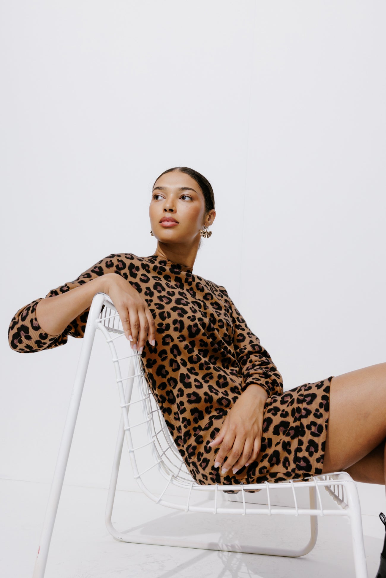 Leopard sweatshirt dress - Multicolour print