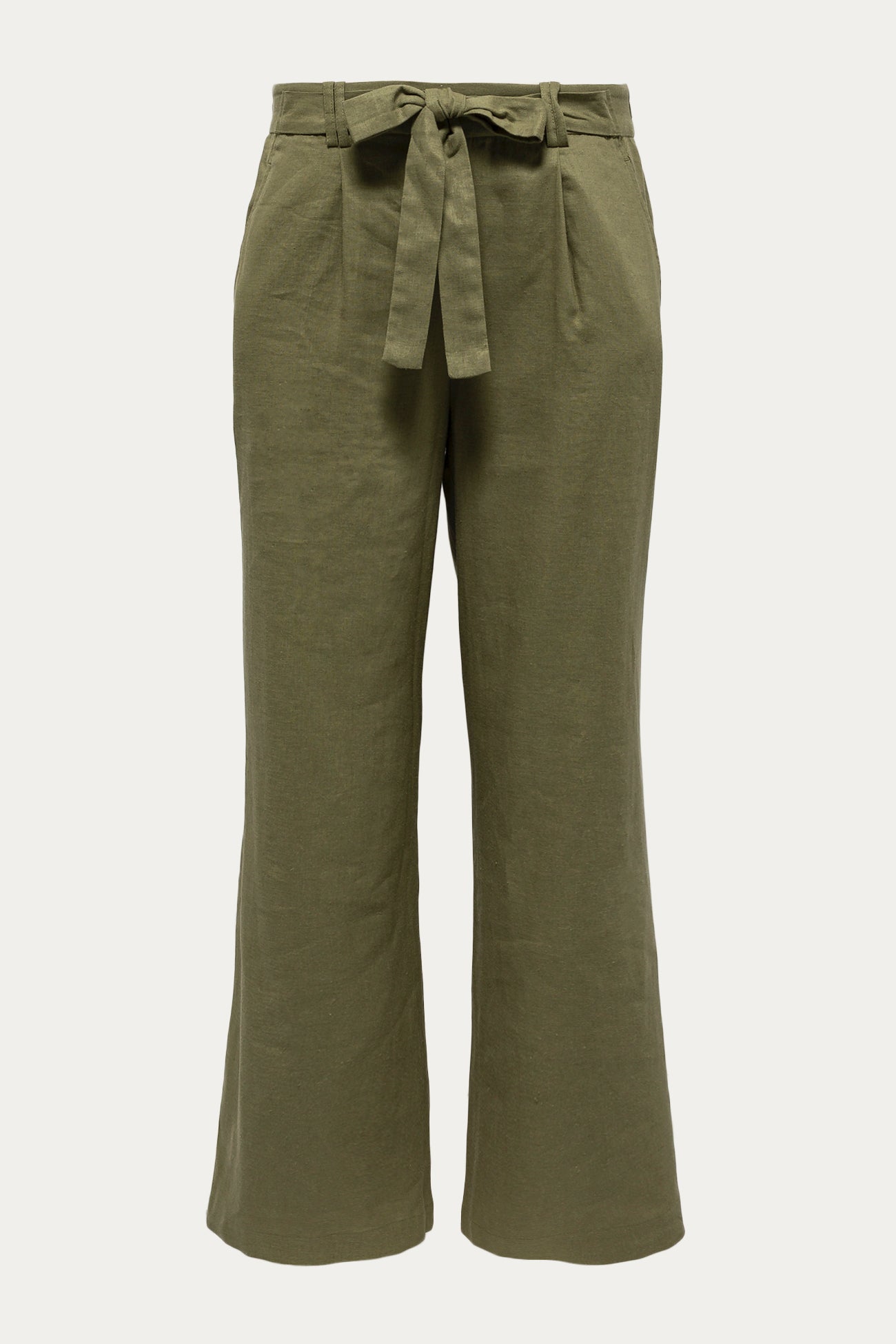 Wideleg linen blend trousers - Ecru