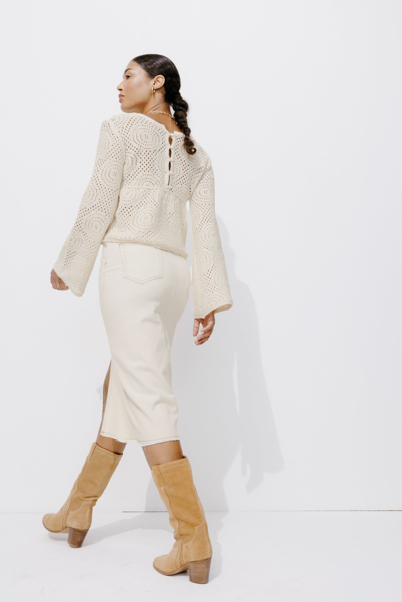 Midi canvas skirt - Ecru