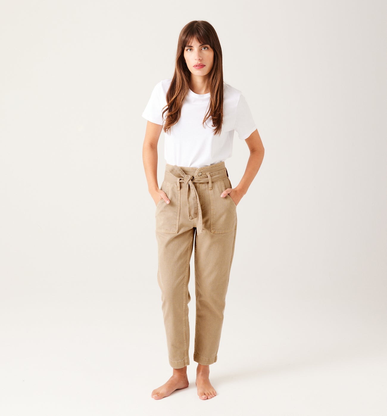 High-waist overdyed jeans - Light denim