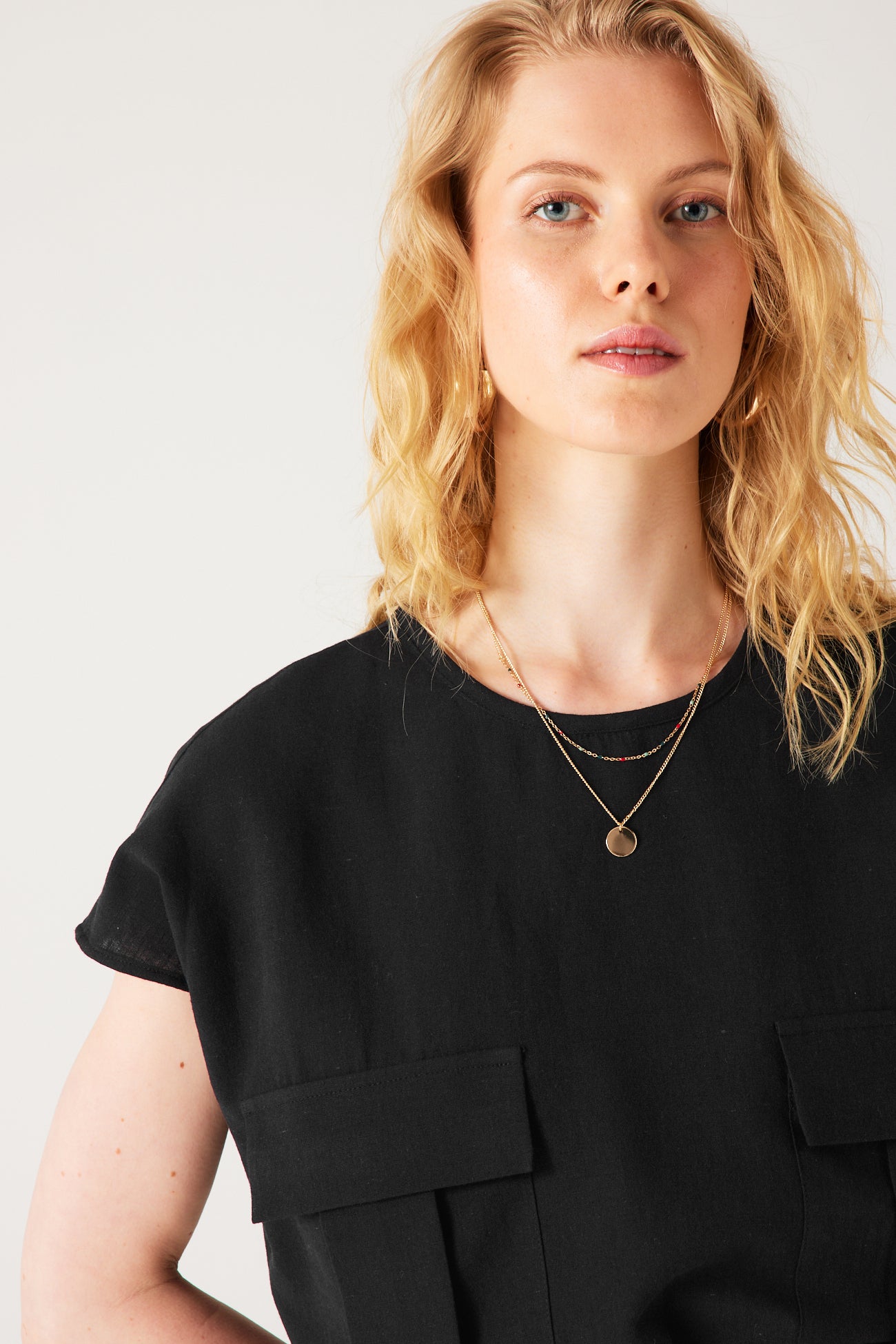 Cotton linen blouse - Black
