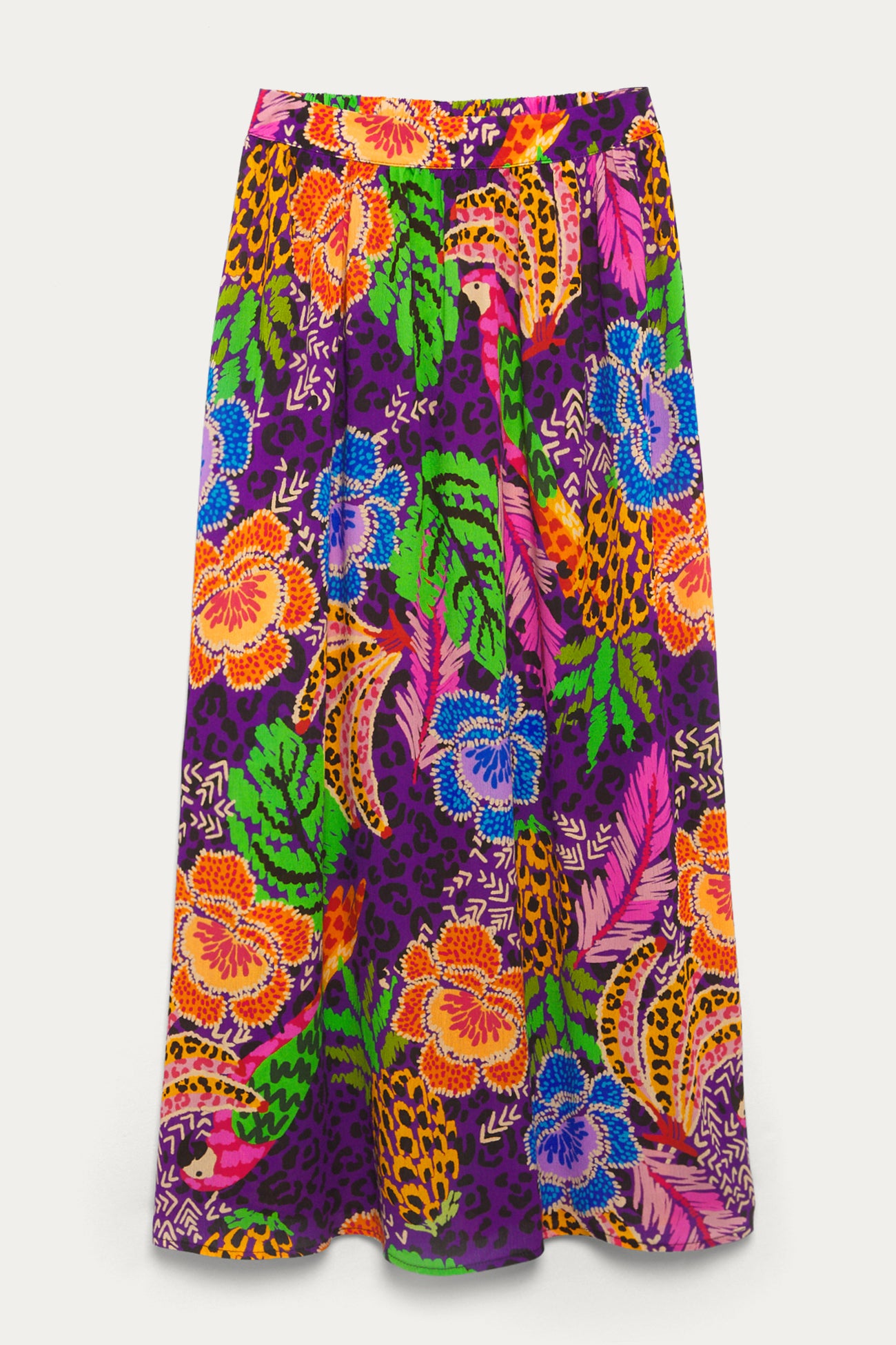 Midi patterned skirt - Violet print