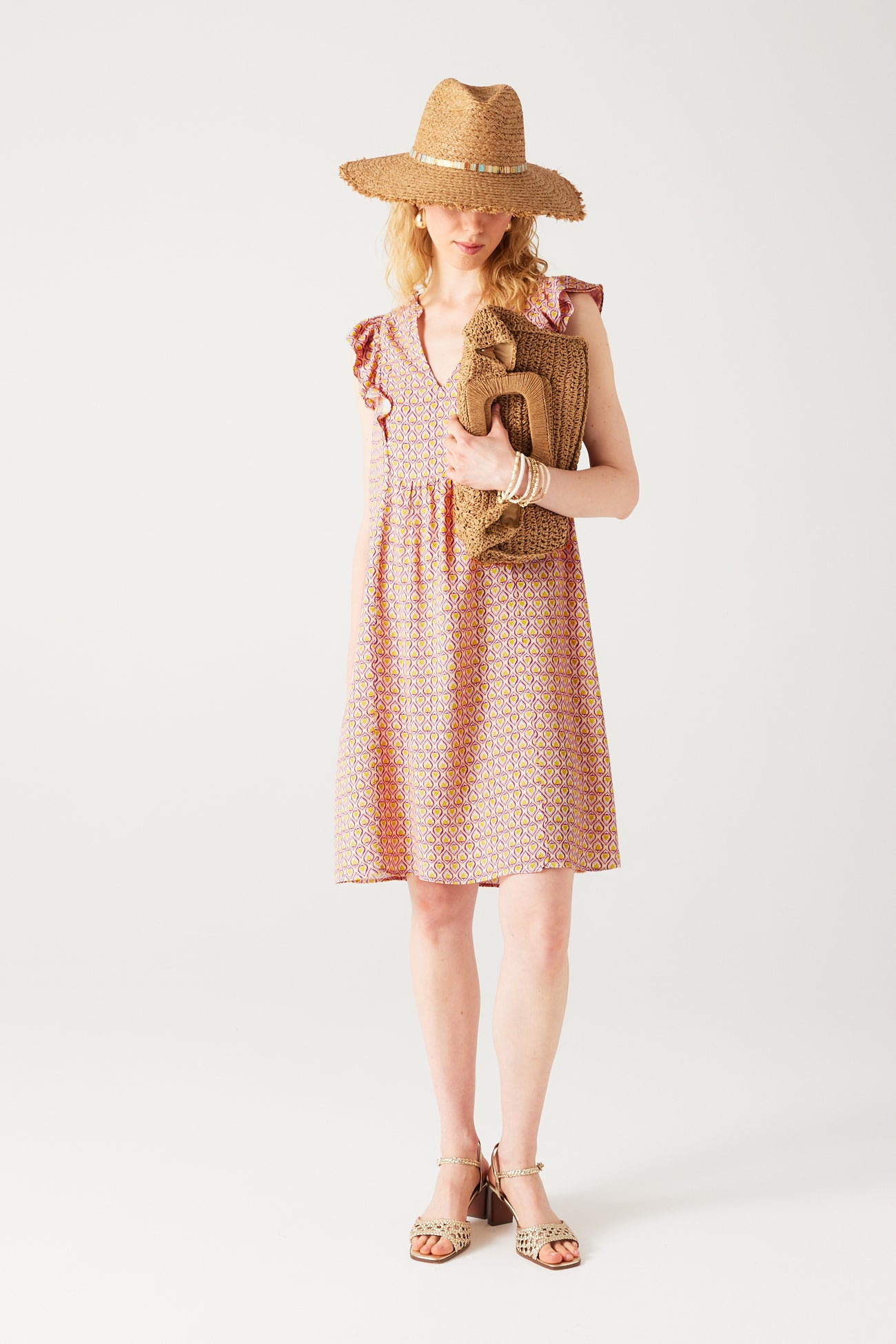 Eco-produced dress - Navy blue print